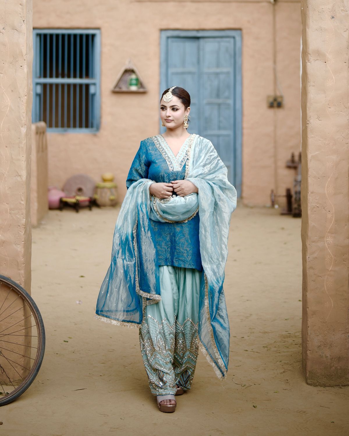 Teal Blue Farshi Salwar Suit