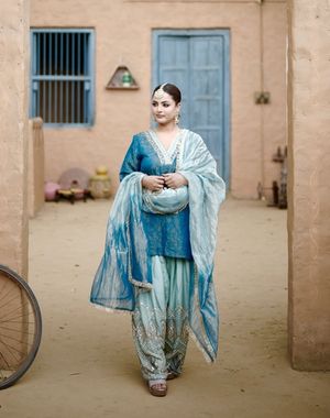 Teal Blue Farshi Salwar Suit