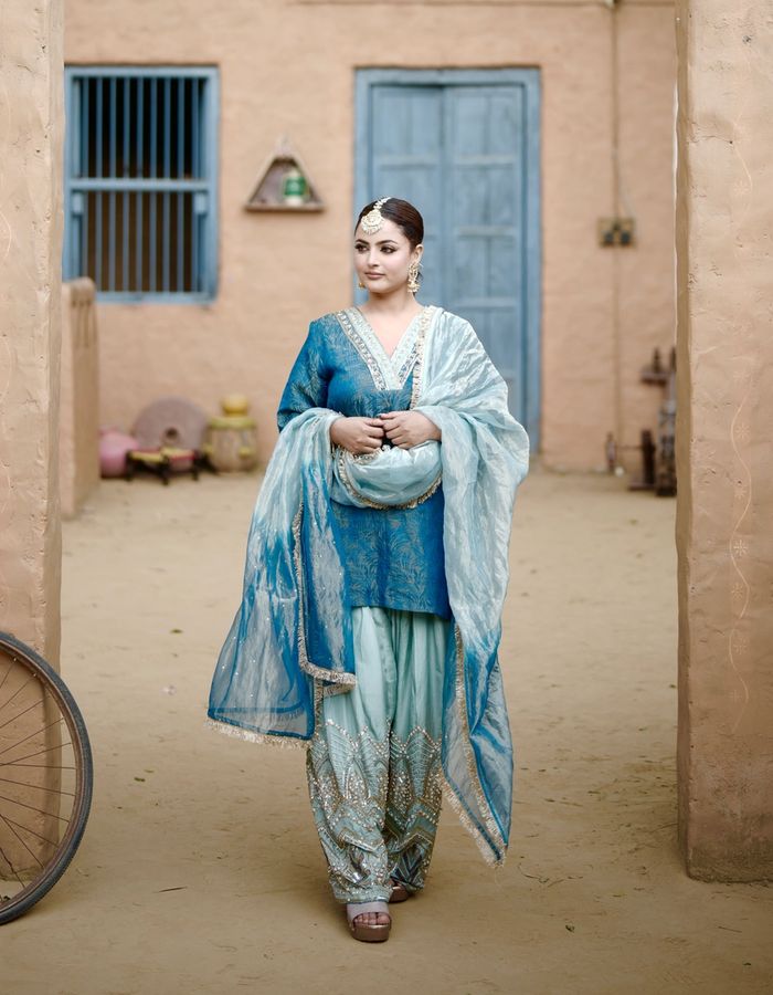 Teal Blue Farshi Salwar Suit