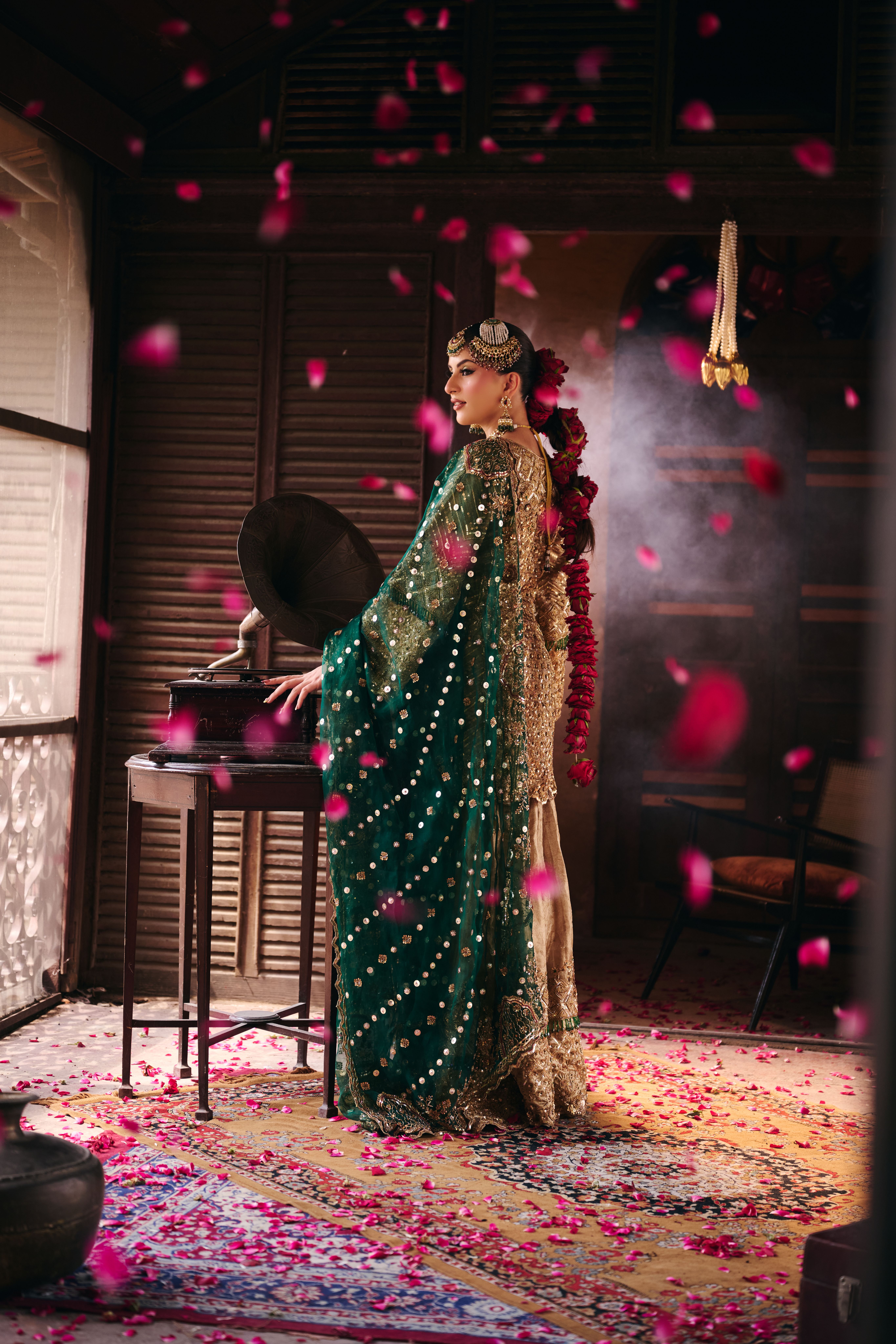 Gold and Green Gharara