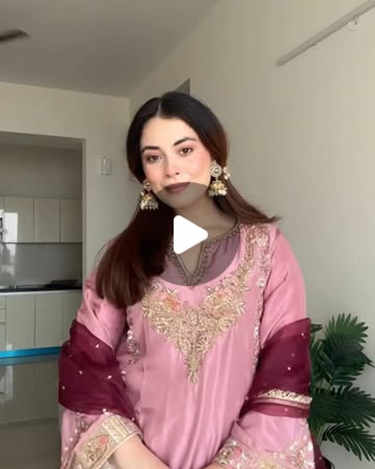 Dusty Rose and Wine A-Line Salwar Suit