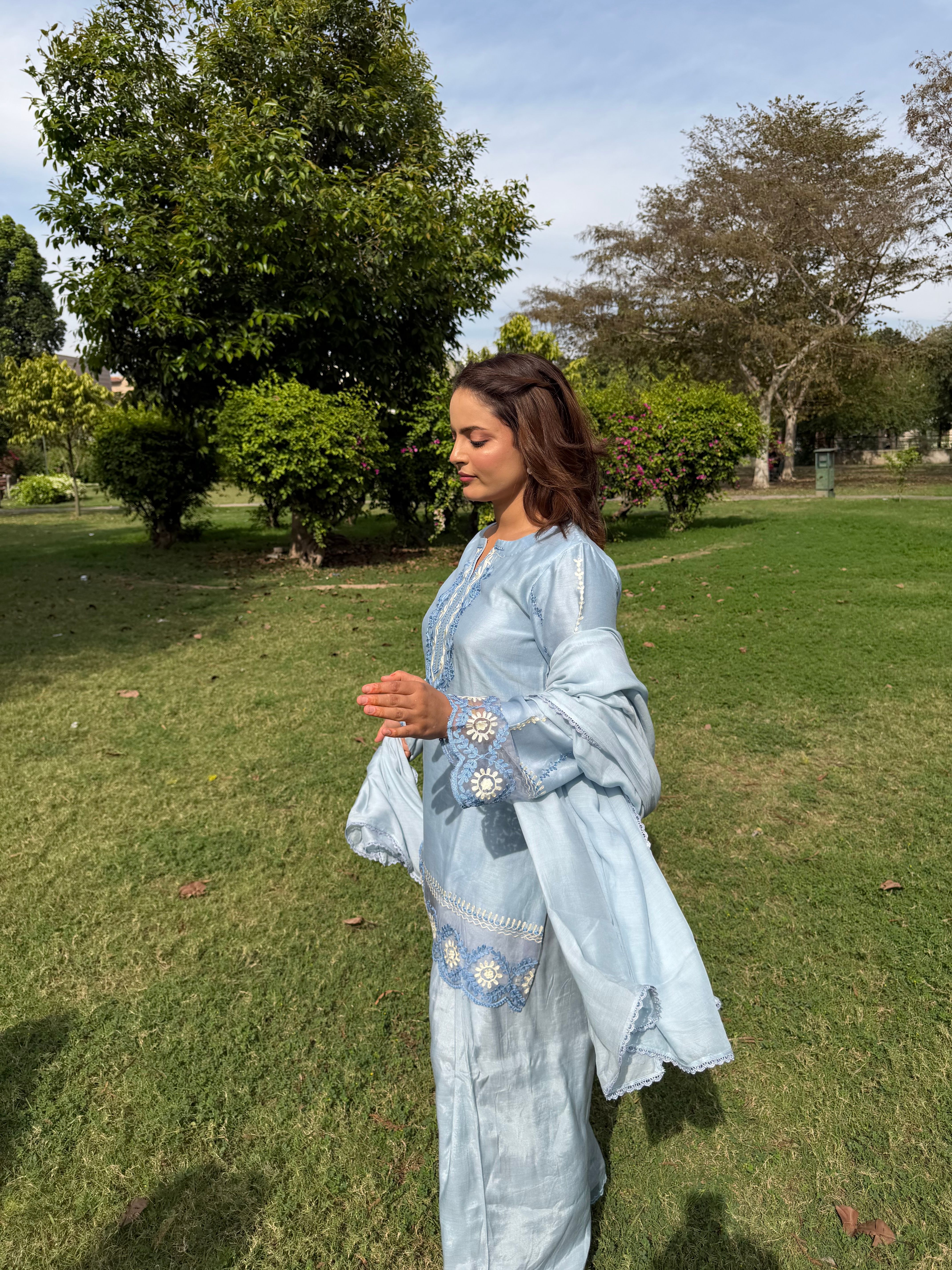 Powder Blue Farshi Salwar