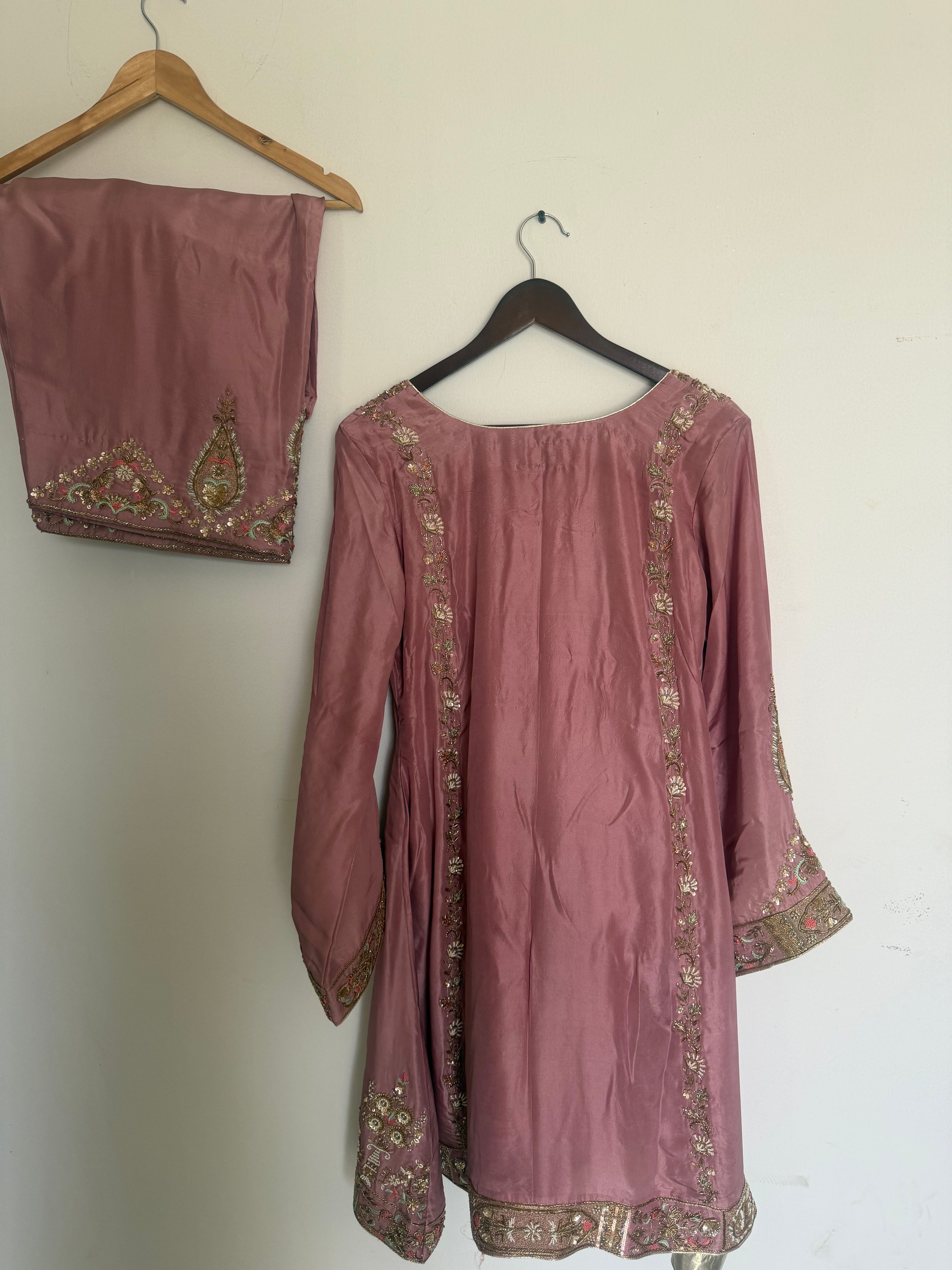 Dusty Rose and Wine A-Line Salwar Suit