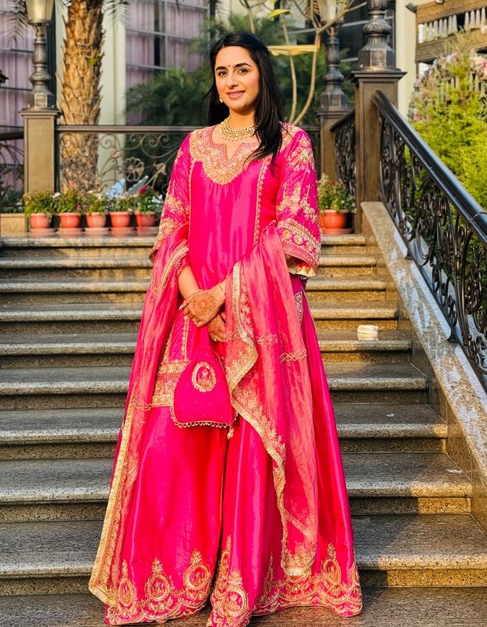 Fuchsia Pink Sharara Set