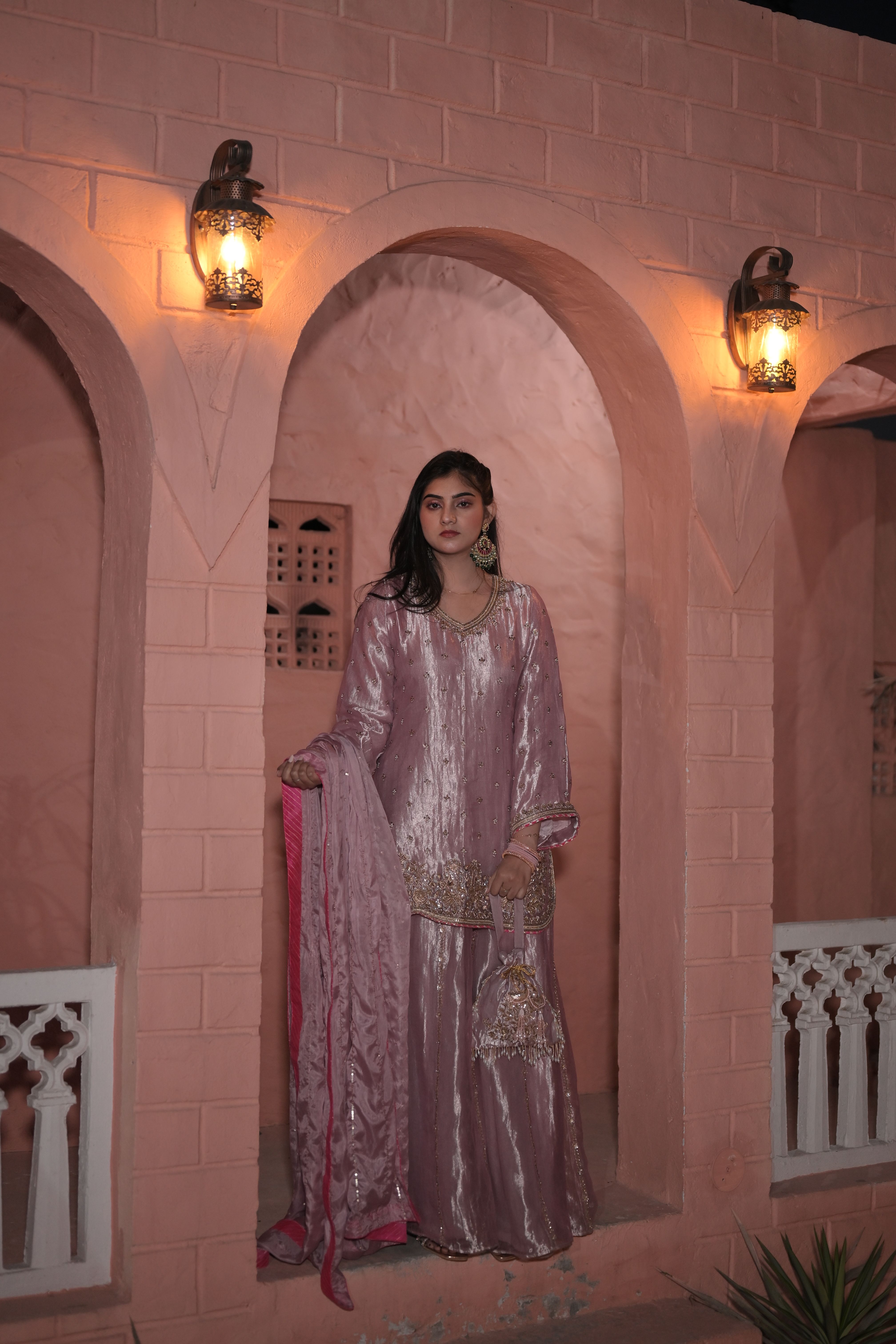 Misty Rose Sharara Set
