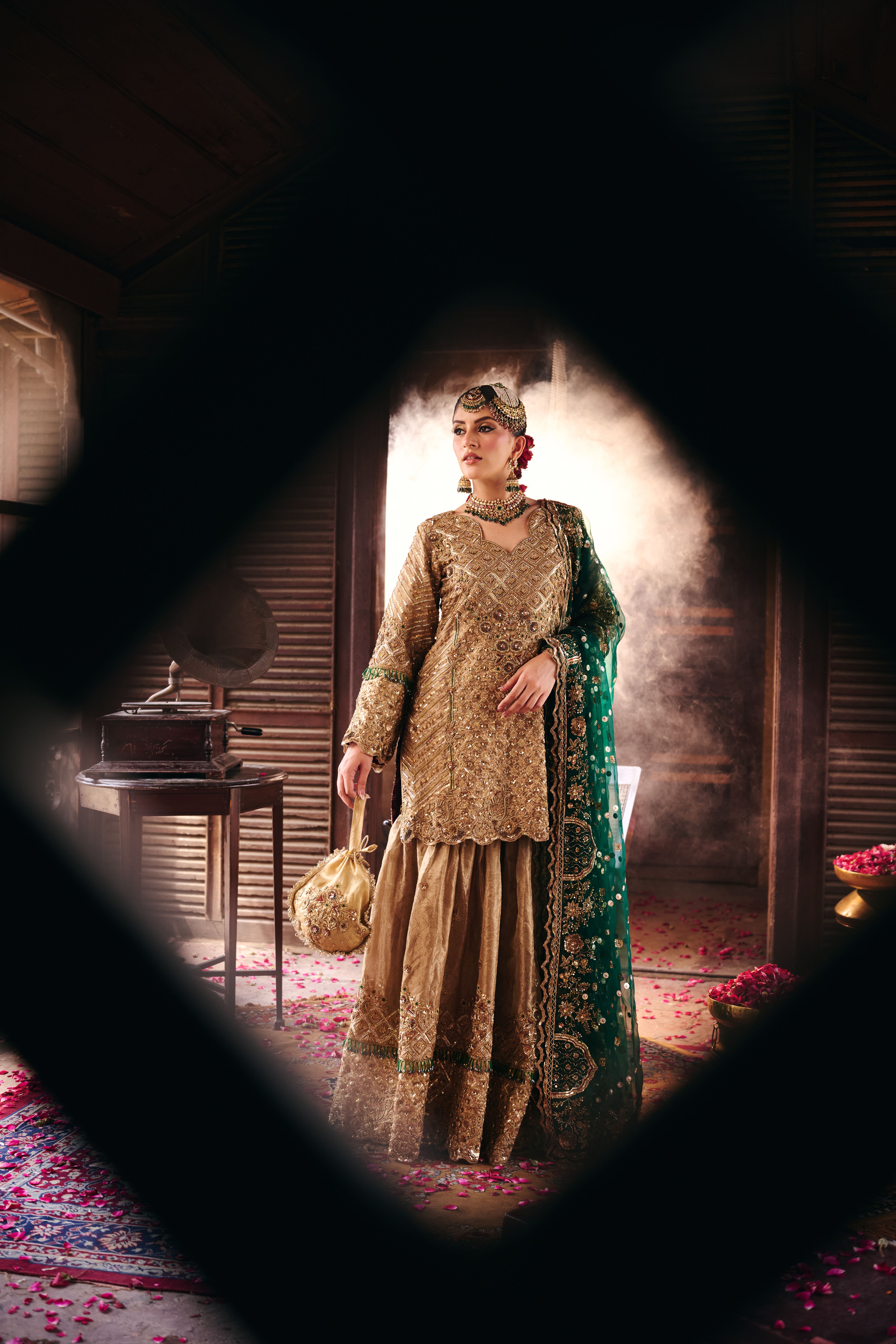 Gold and Green Gharara