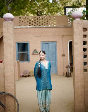 Teal Blue Farshi Salwar Suit