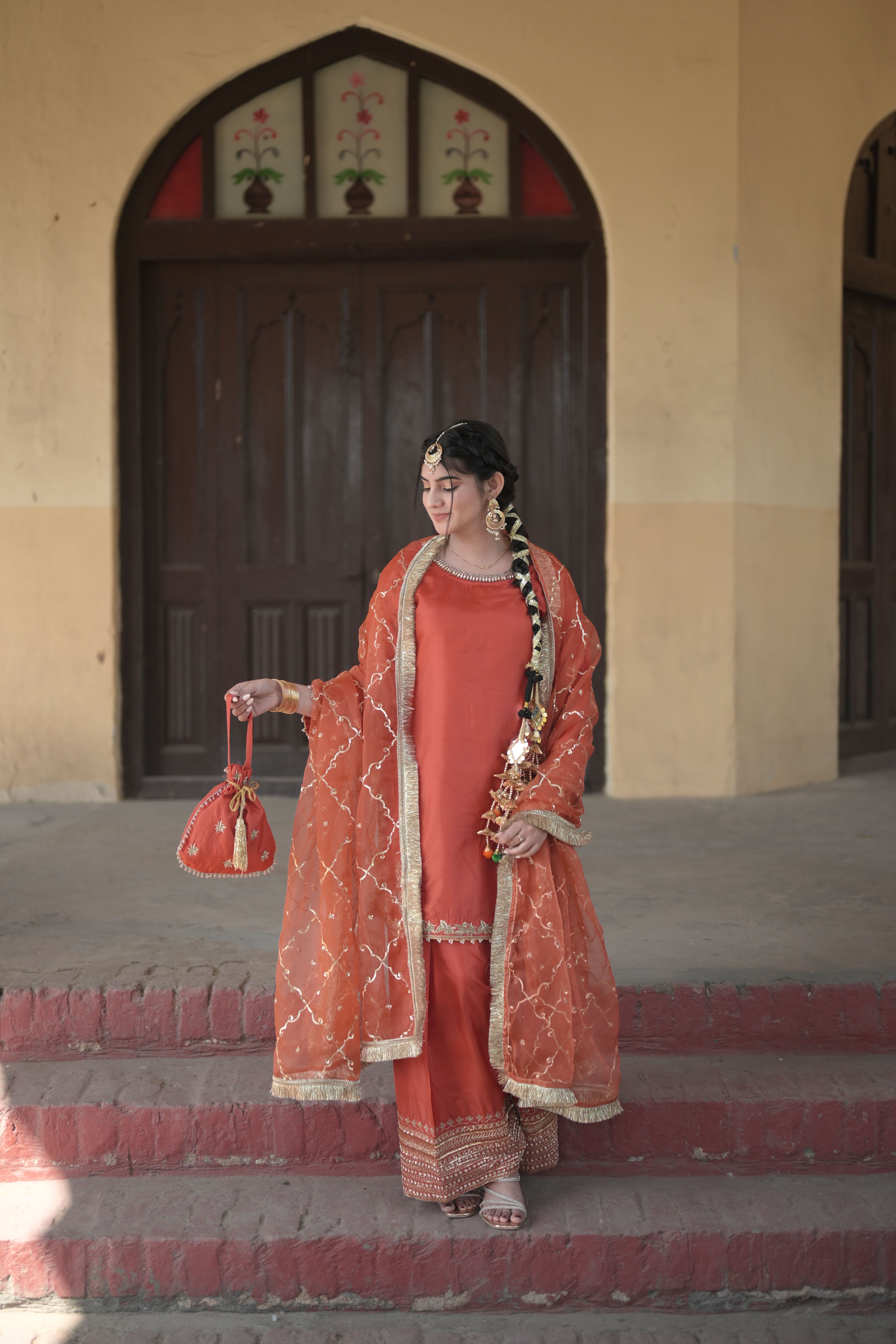 Burnt Terracotta Farshi Salwar Suit