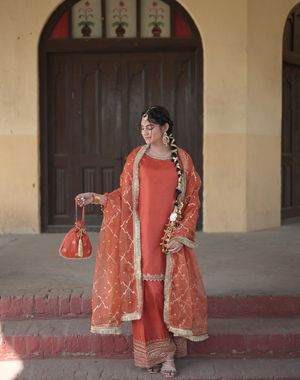Burnt Terracotta Farshi Salwar Suit