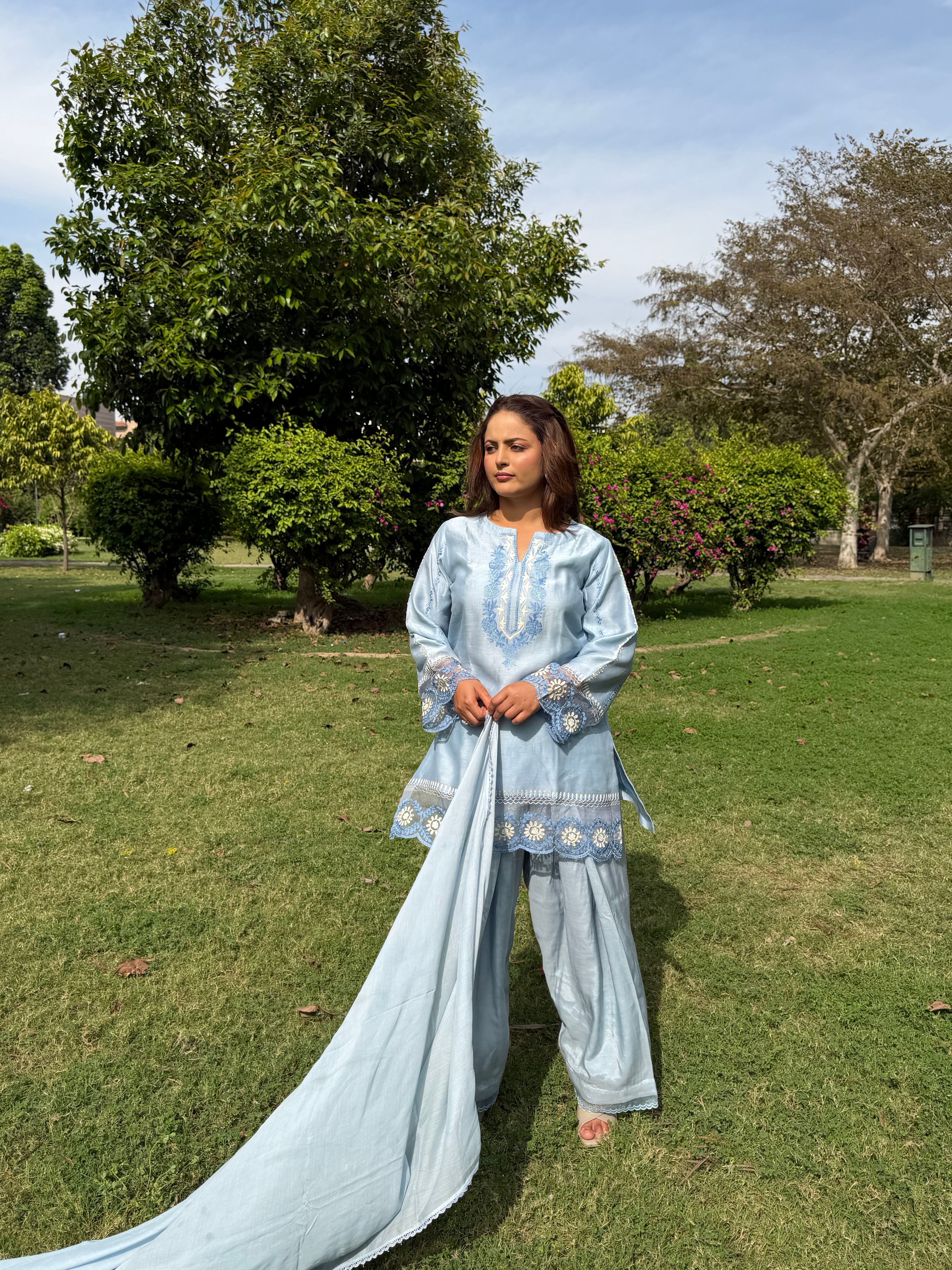 Powder Blue Farshi Salwar