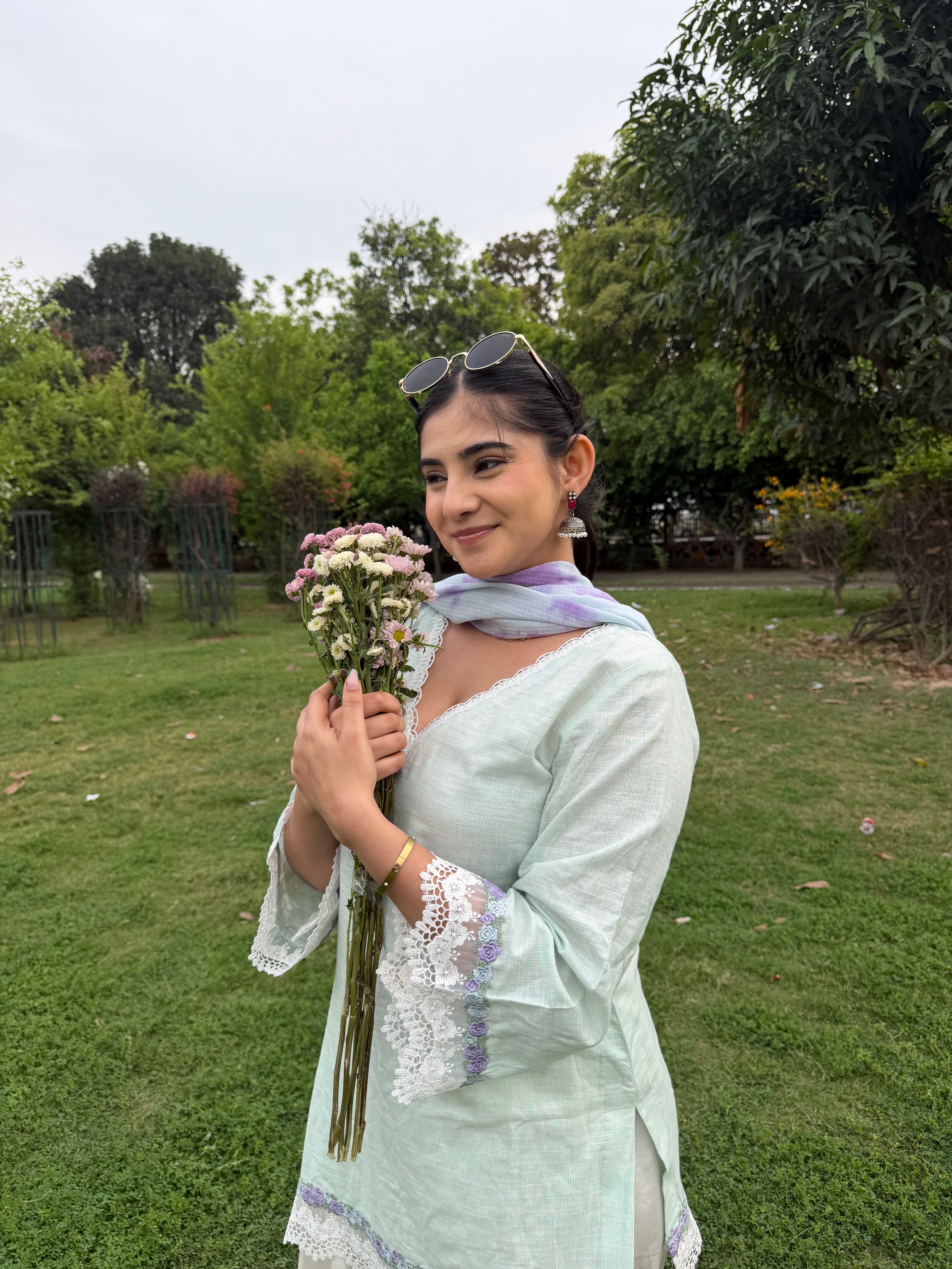 Soft Green White Farshi Salwar
