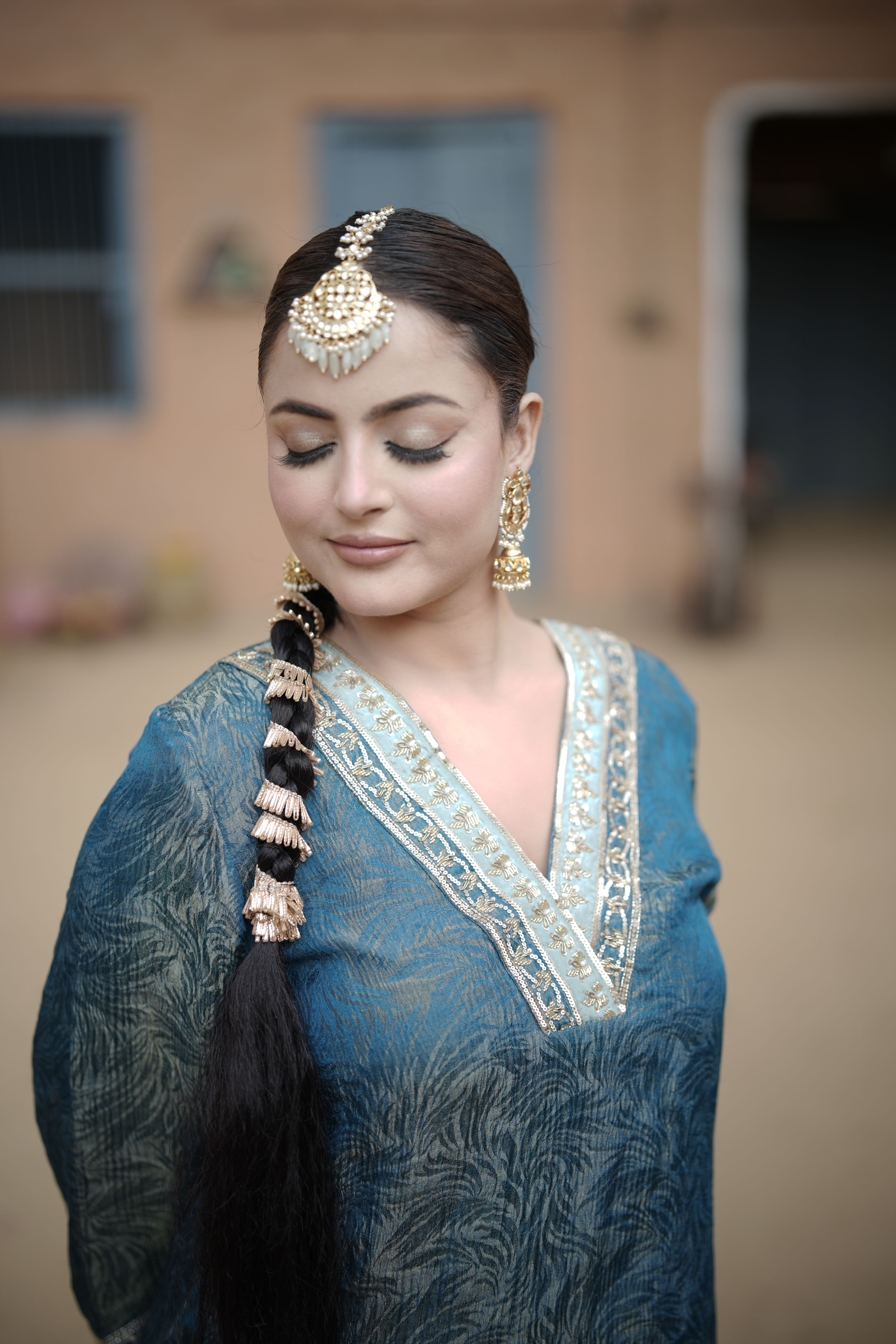 Teal Blue Farshi Salwar Suit