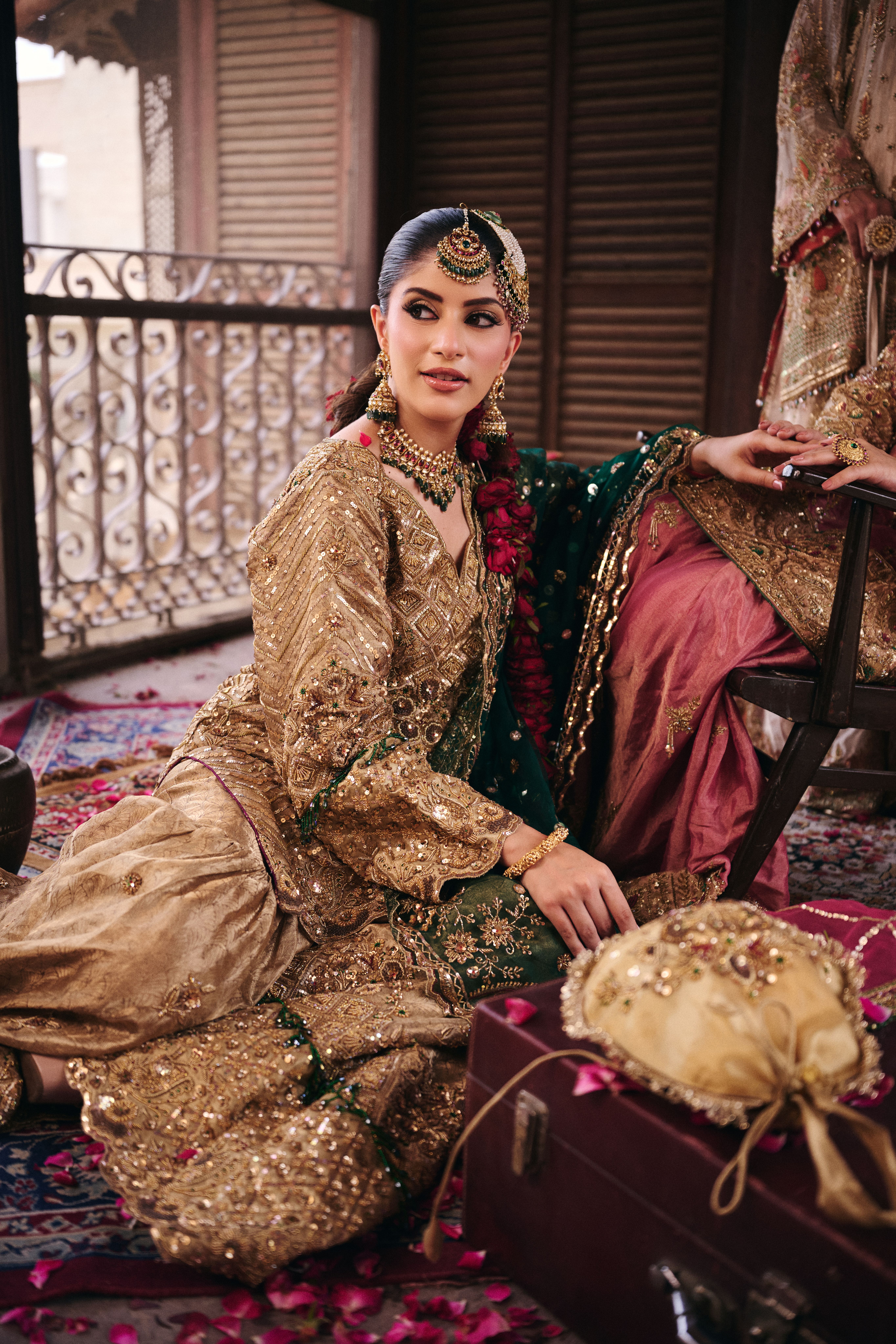 Gold and Green Gharara