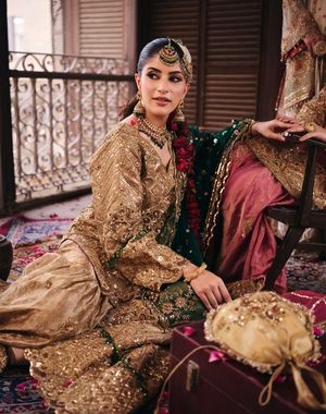 Gold and Green Gharara