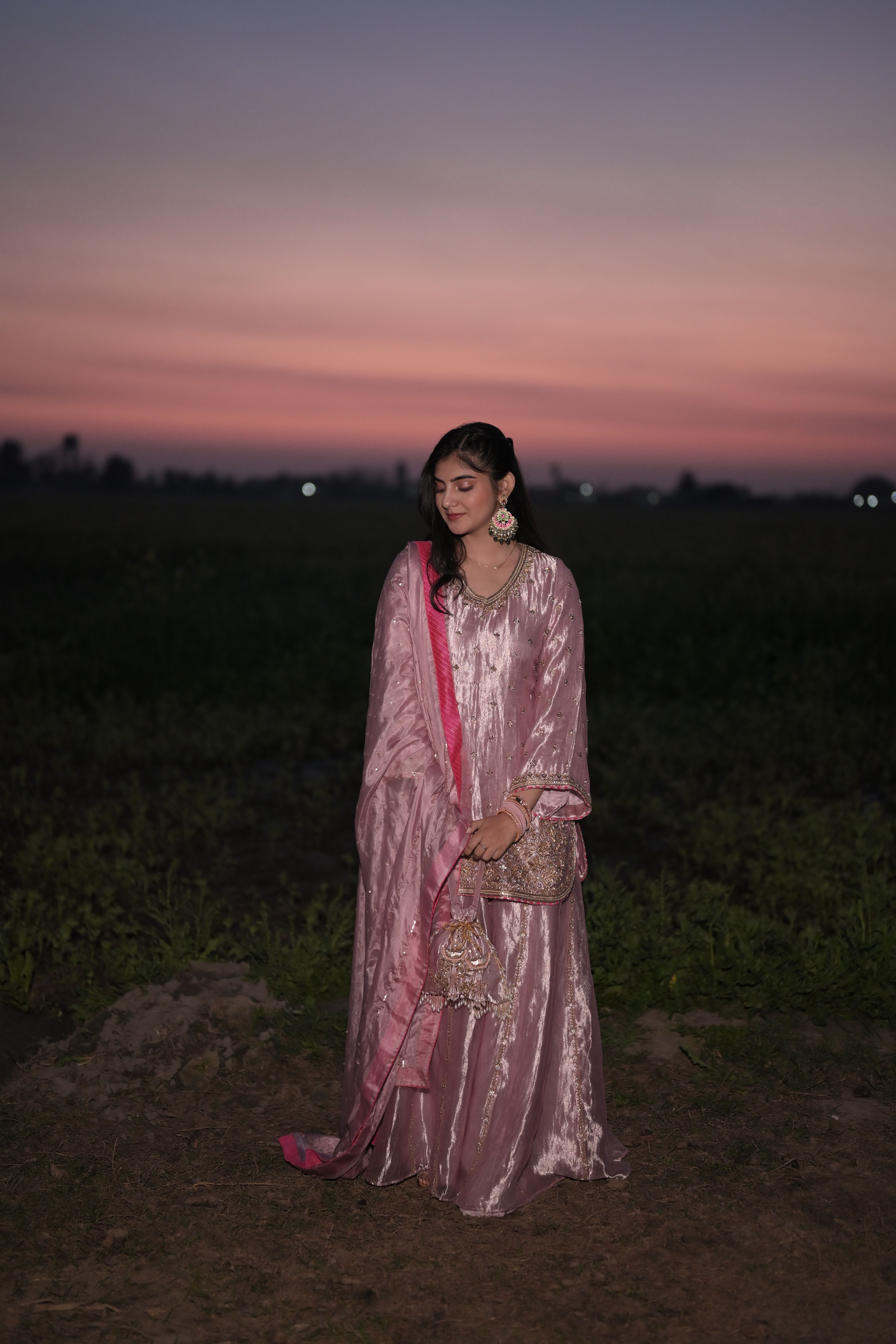 Misty Rose Sharara Set