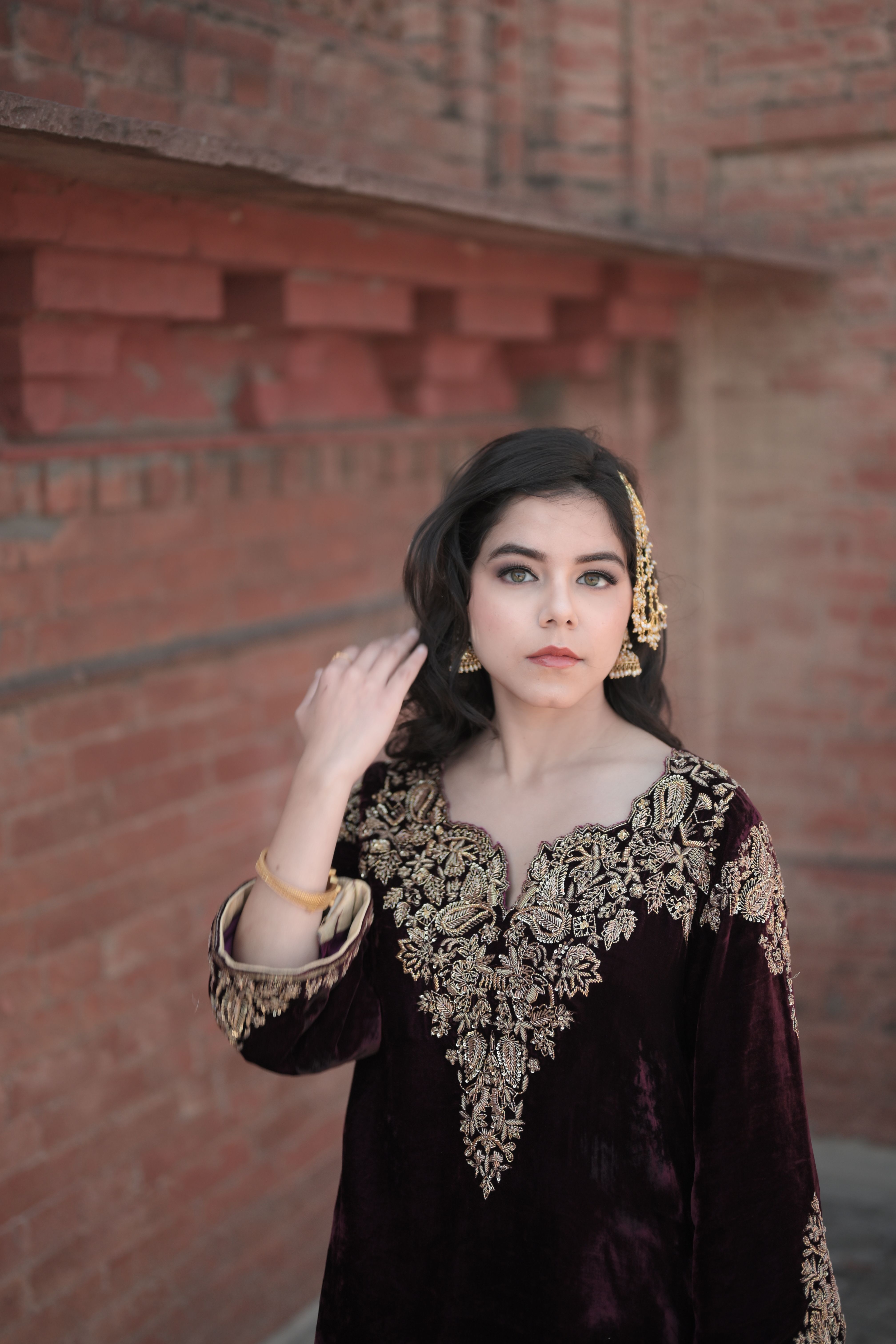 Wine Velvet Salwar Suit