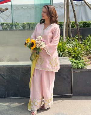 Baby Pink and Yellow Farshi Salwar