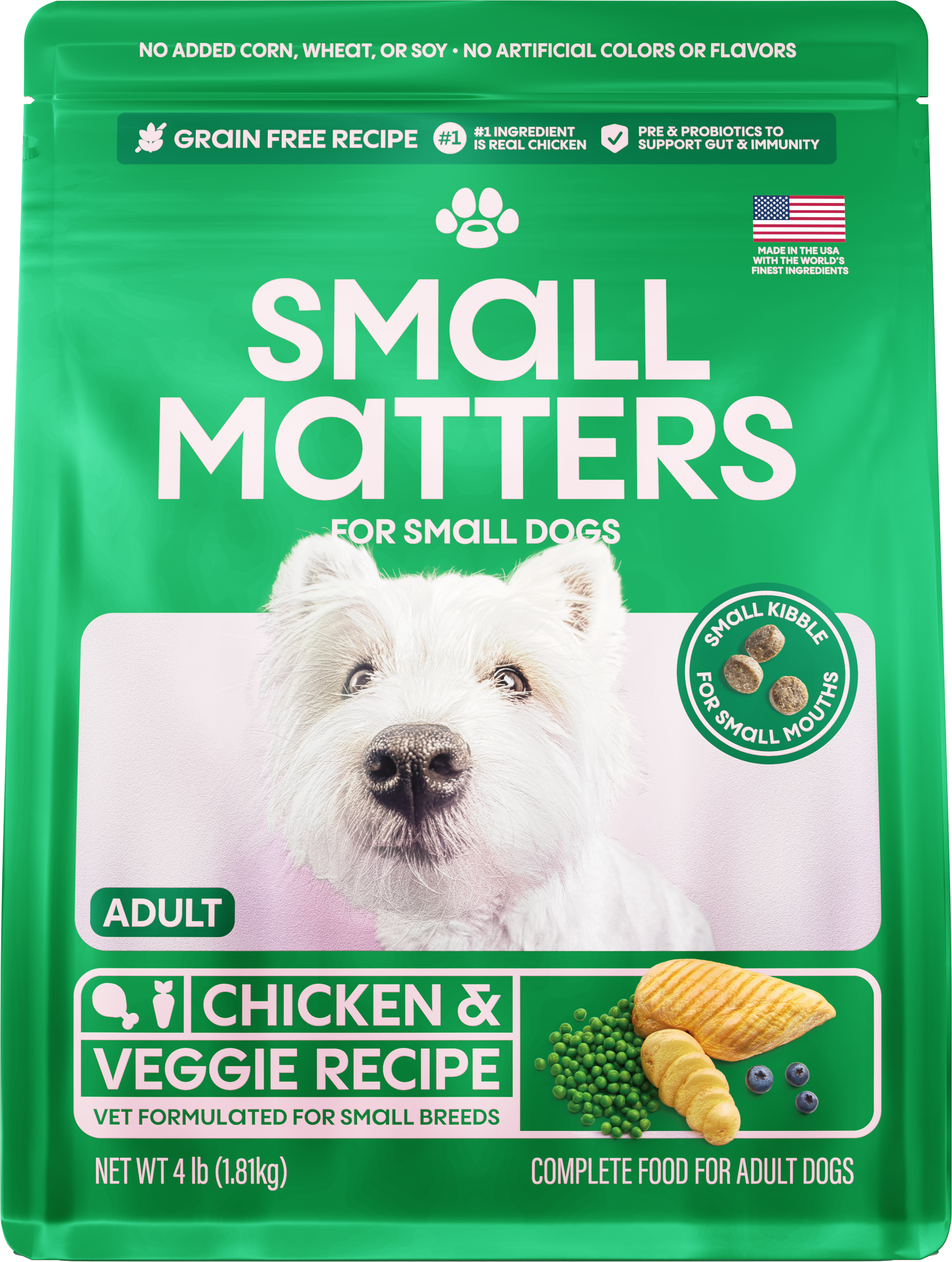 Chicken & Veggie Recipe Dry Dog Food Front of Pack