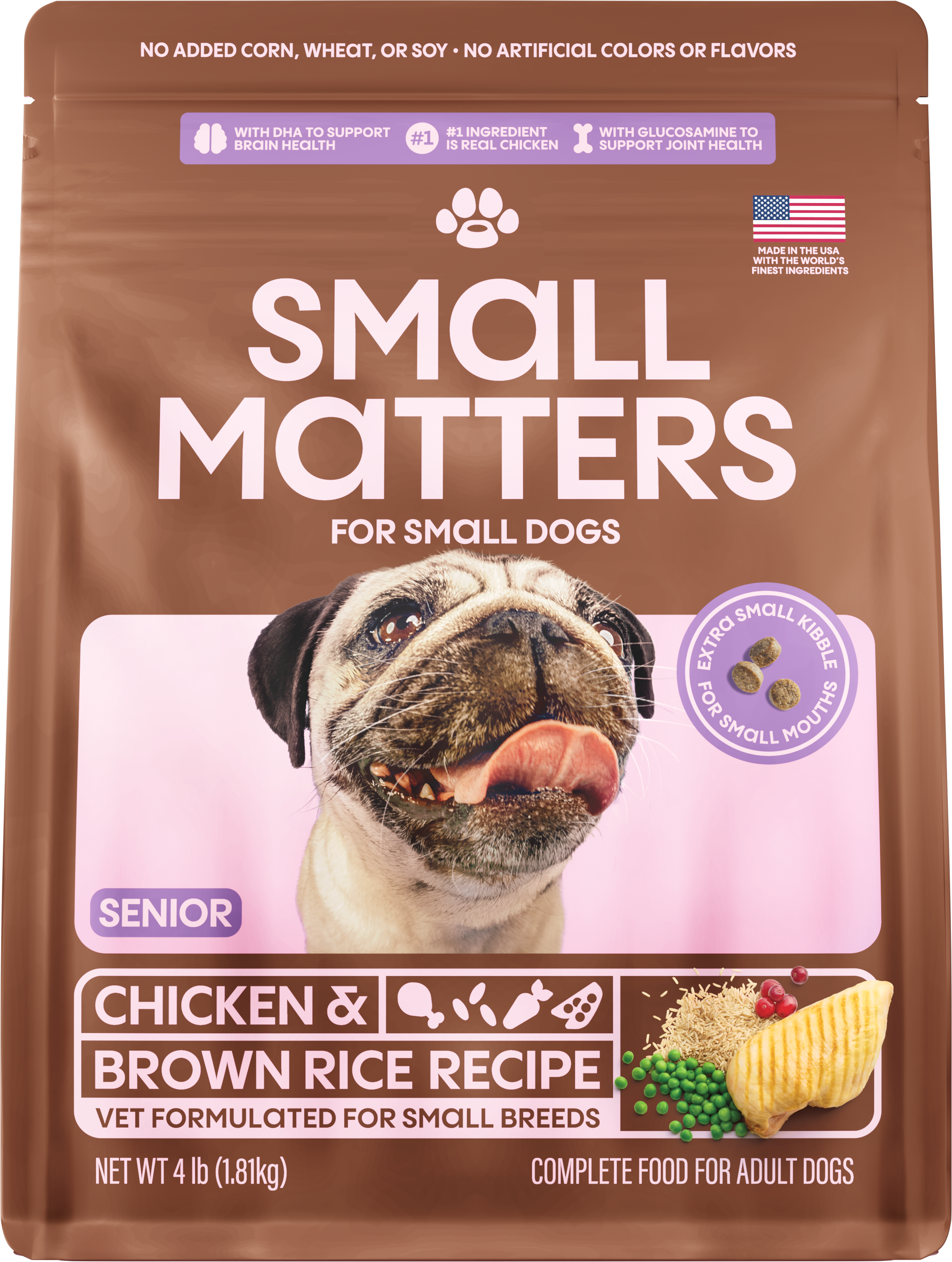 Chicken & Brown Rice Recipe Dry Dog Food for Senior Dogs Front of Pack