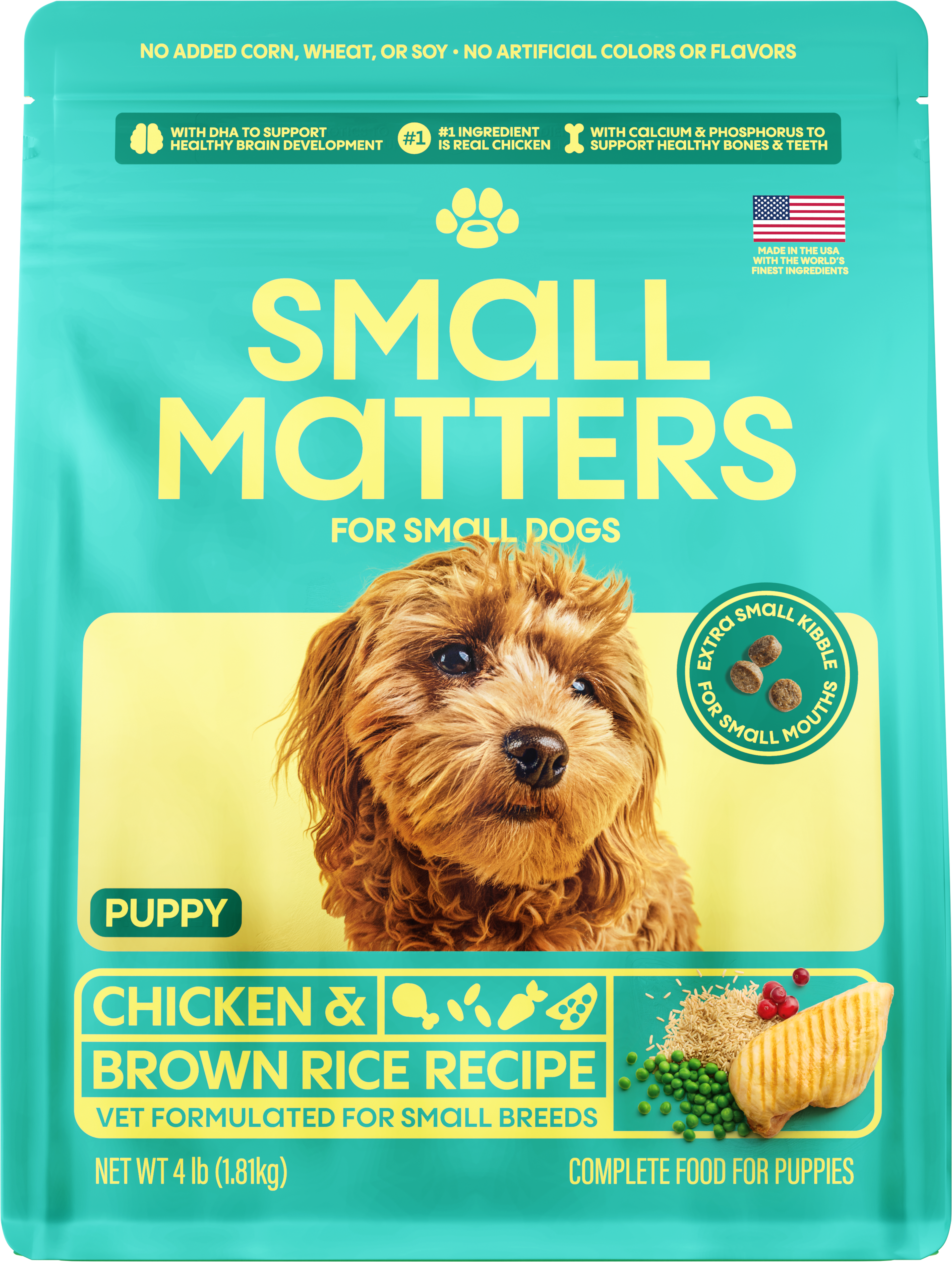 Chicken & Brown Rice Recipe Dry Dog Food for Puppies Front of Pack