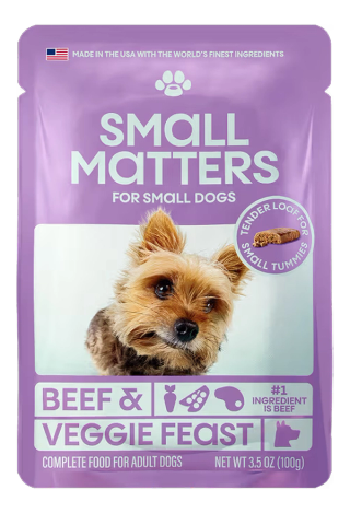 Small Matters Beef & Veggie Feast wet food pouch