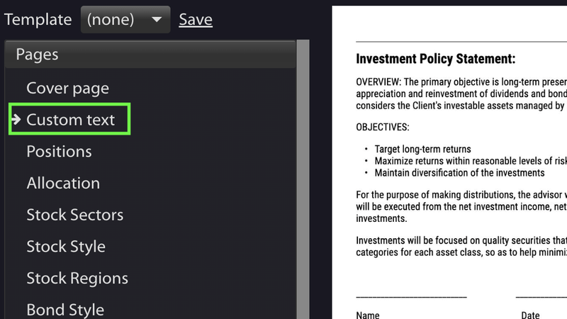 Custom Text Page in PDF