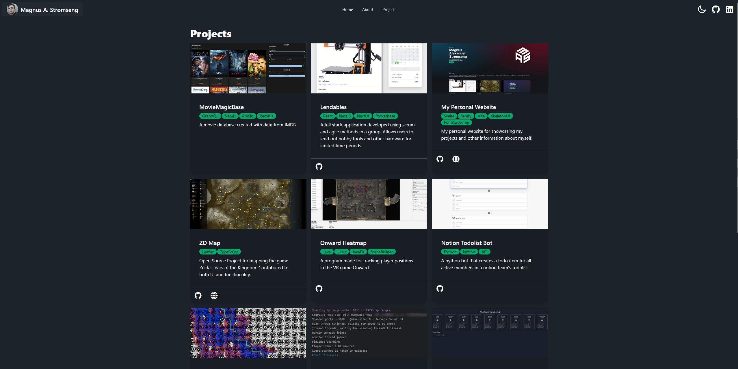 Projects page