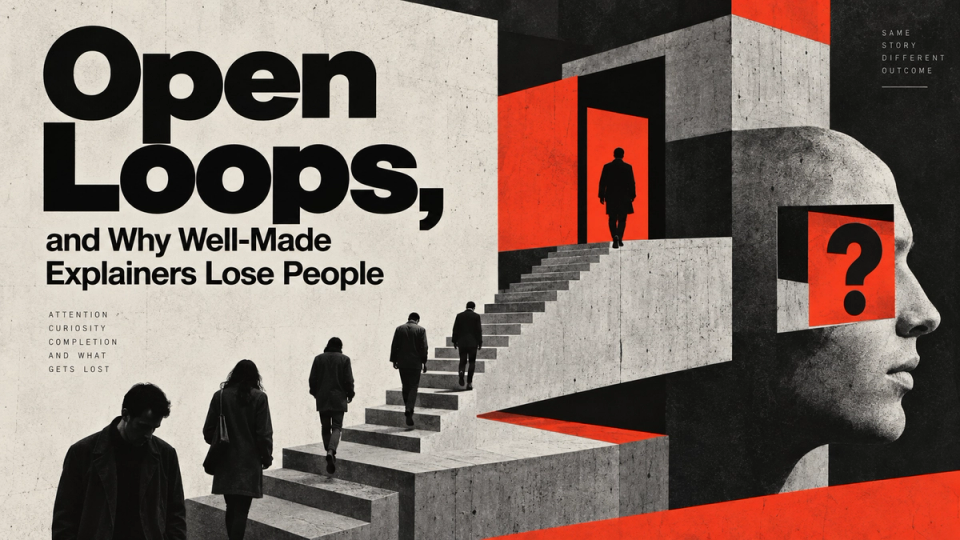 A timeline with three loops opening and closing in a different order from the one they opened in.