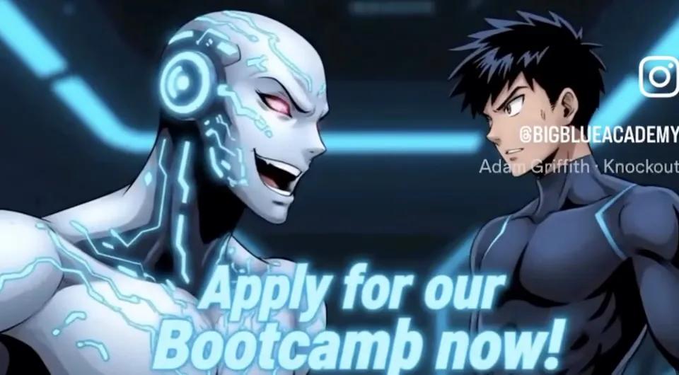 A frame from the AI Engineering Bootcamp advert, set in a wide cinematic register.