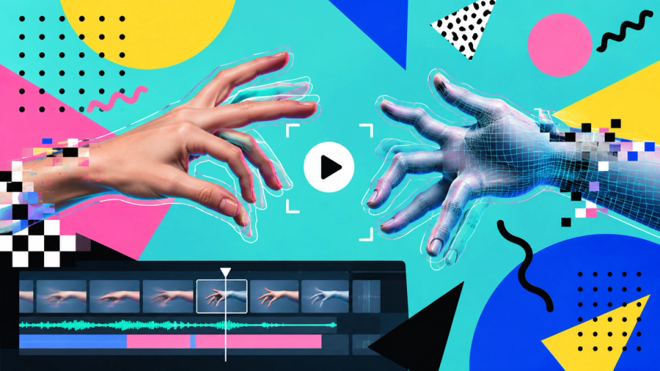 A sequence of hands from generated frames, each failing in a different way.