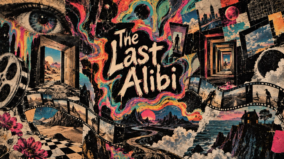 cover photo of The Last Alibi blog post in phychedelic style