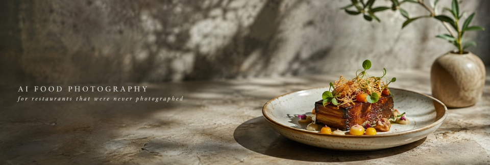 A plated dish lit from a single window direction, with a faint registration grid overlaid to show the locked composition.