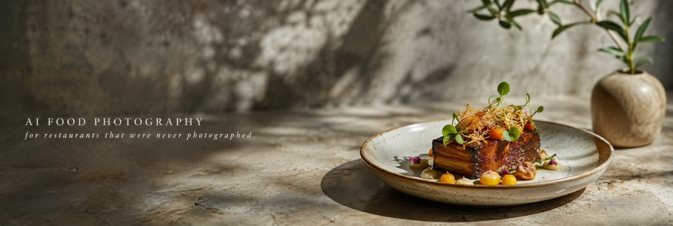 A plated dish lit from a single window direction, with a faint registration grid overlaid to show the locked composition.