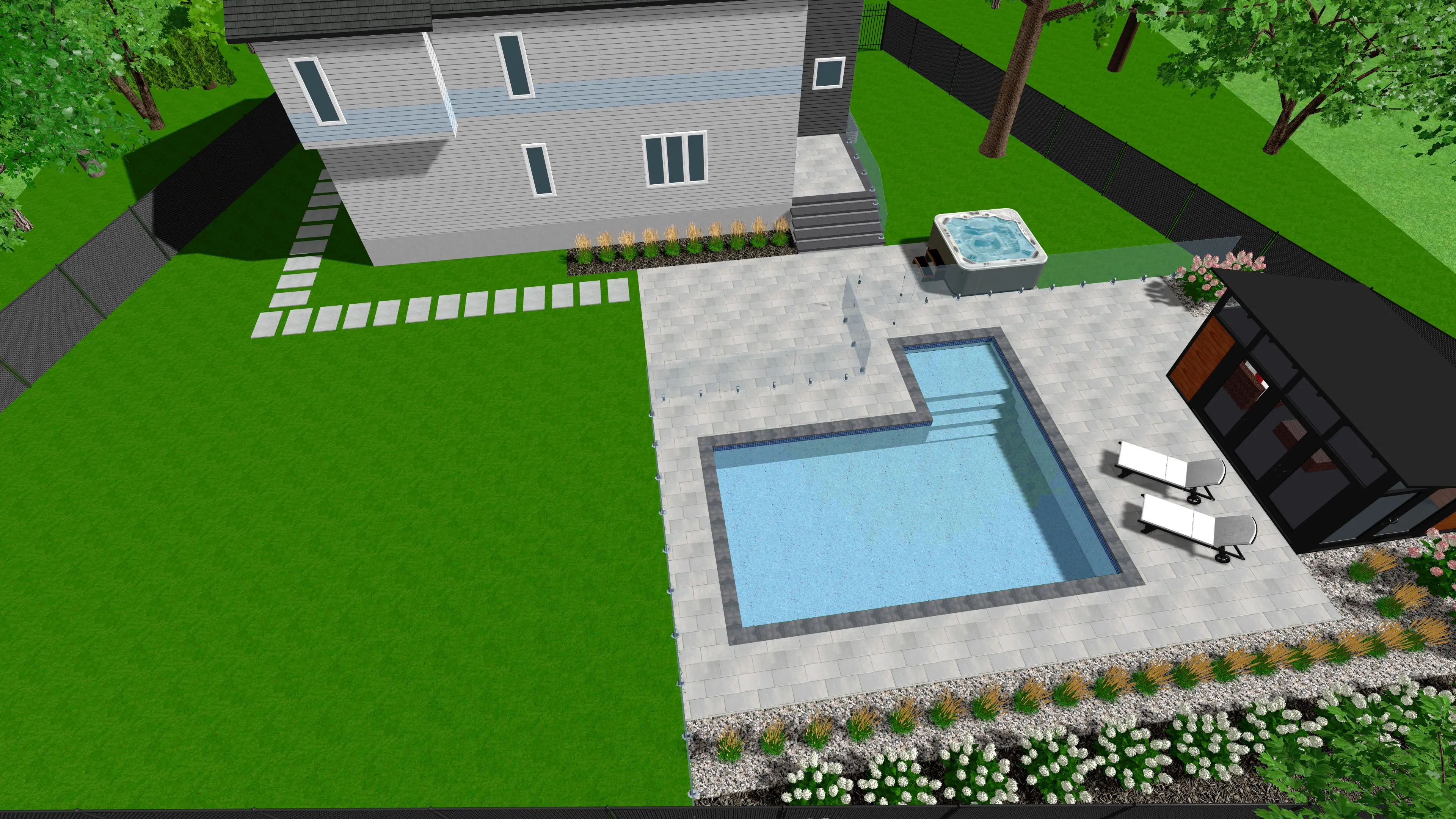 design and location of a backyard spa