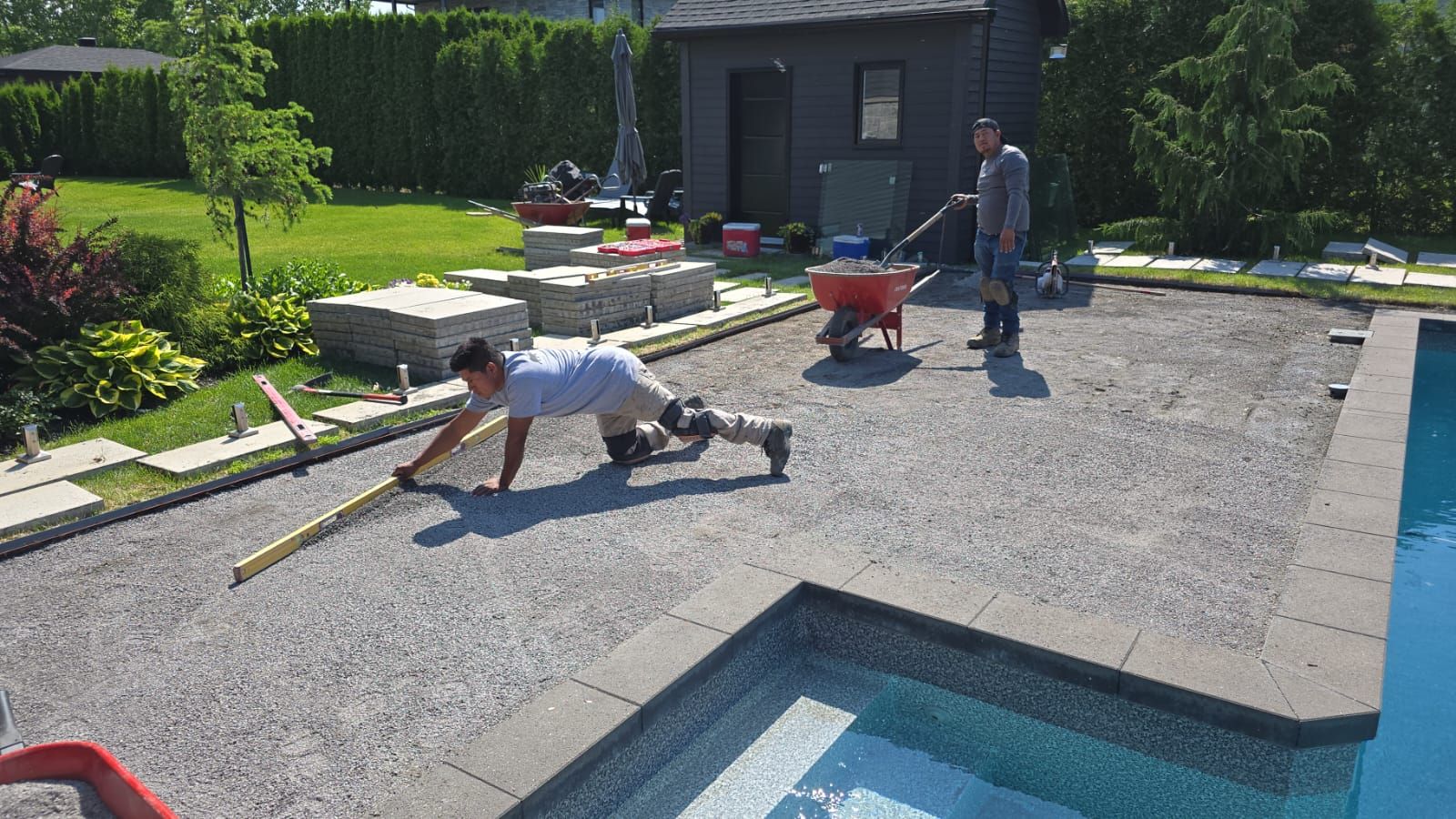 Installation de pavé uni