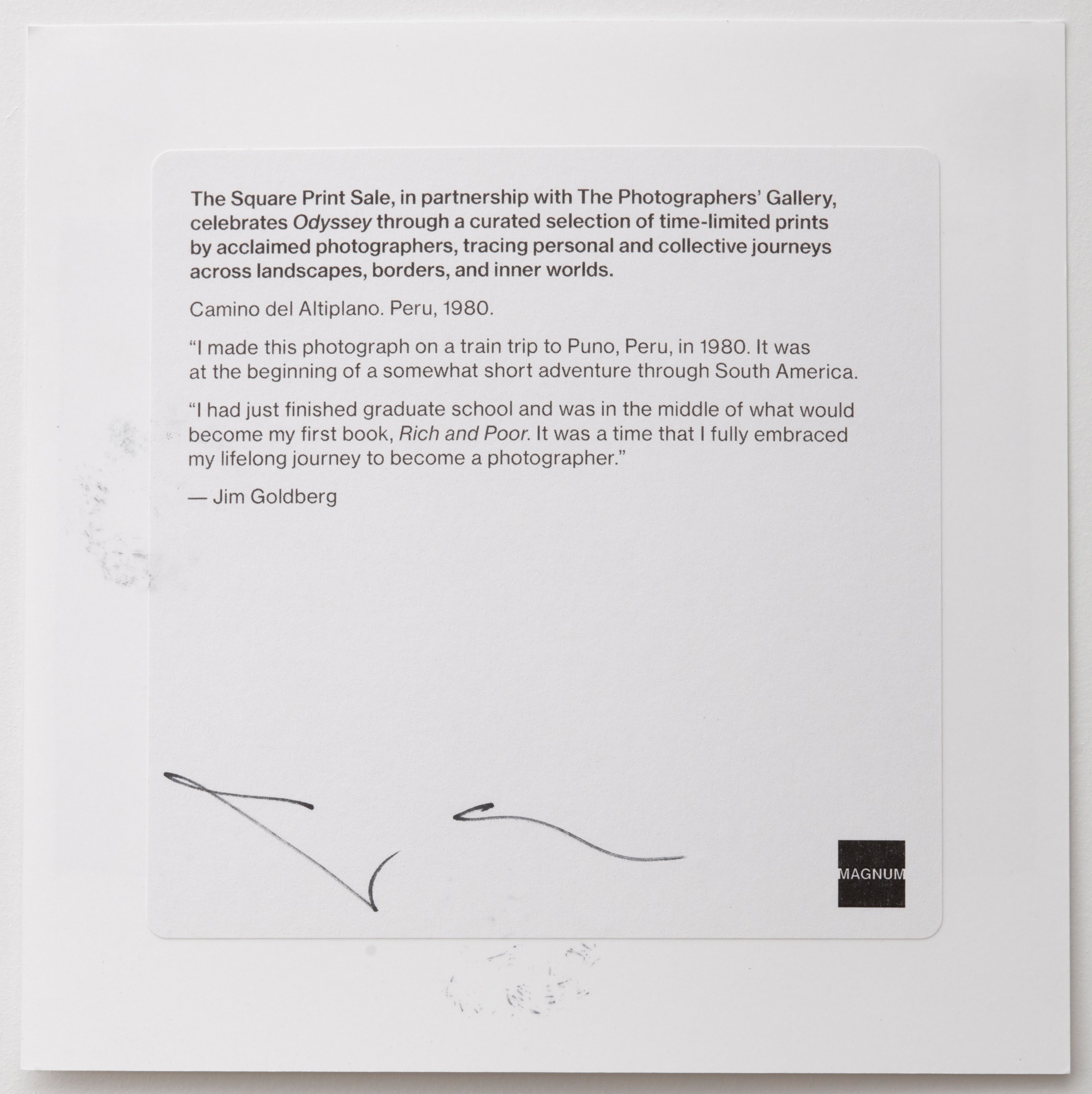 Jim Goldberg 'Camino del Altiplano' Peru (1980)