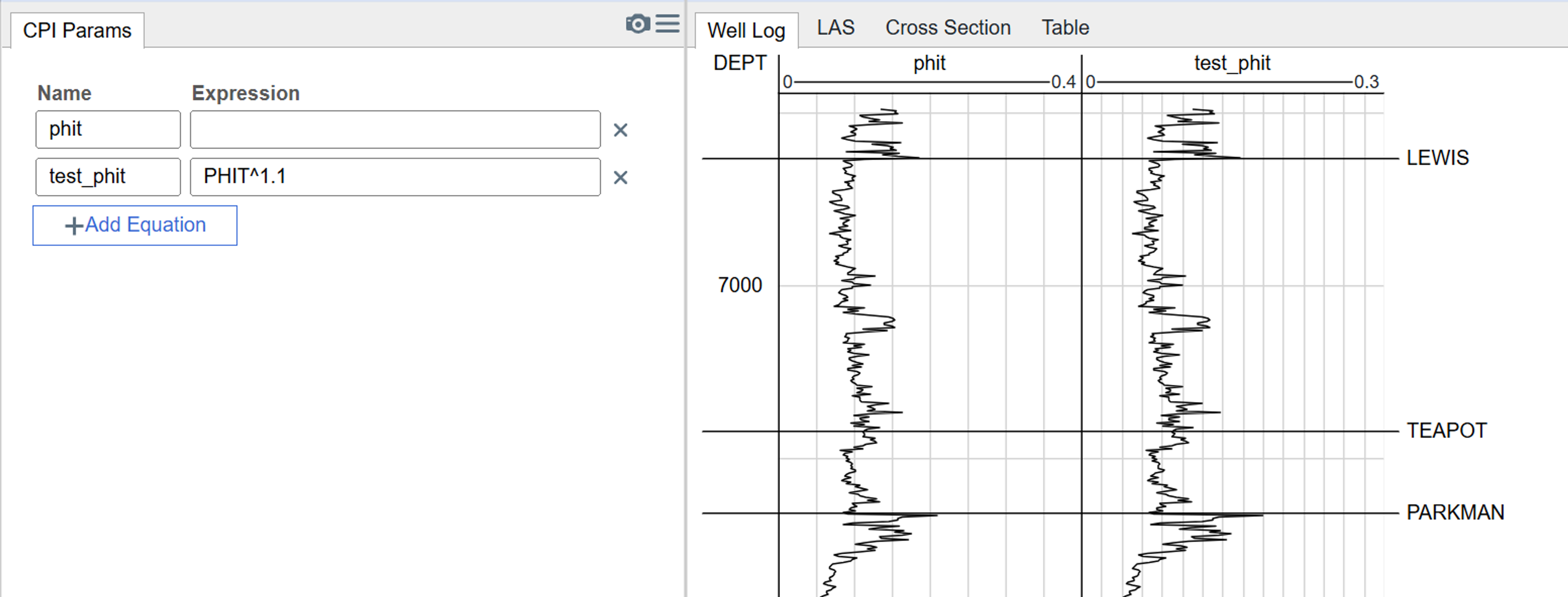Screenshot of equation playground