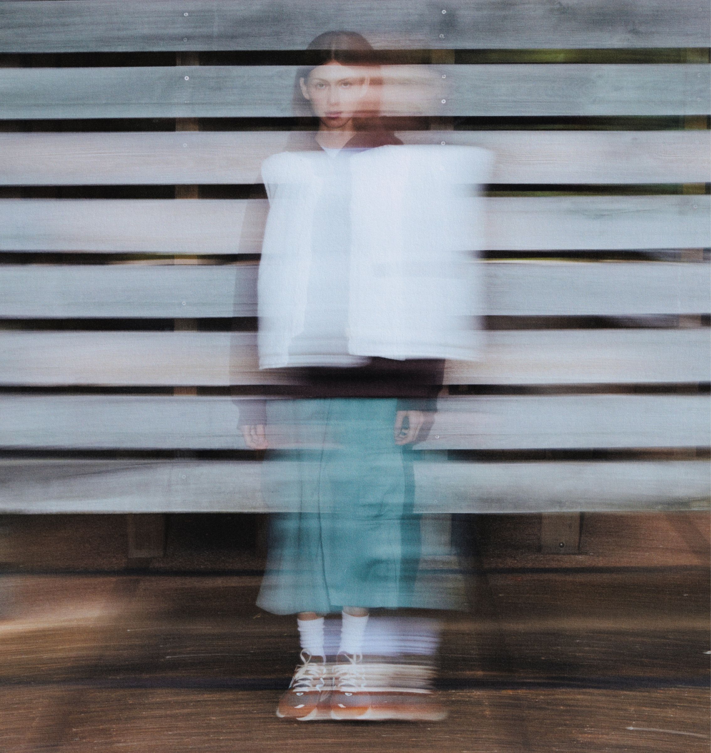 Photo of model wearing Carhartt WIP x New Balance sneakers