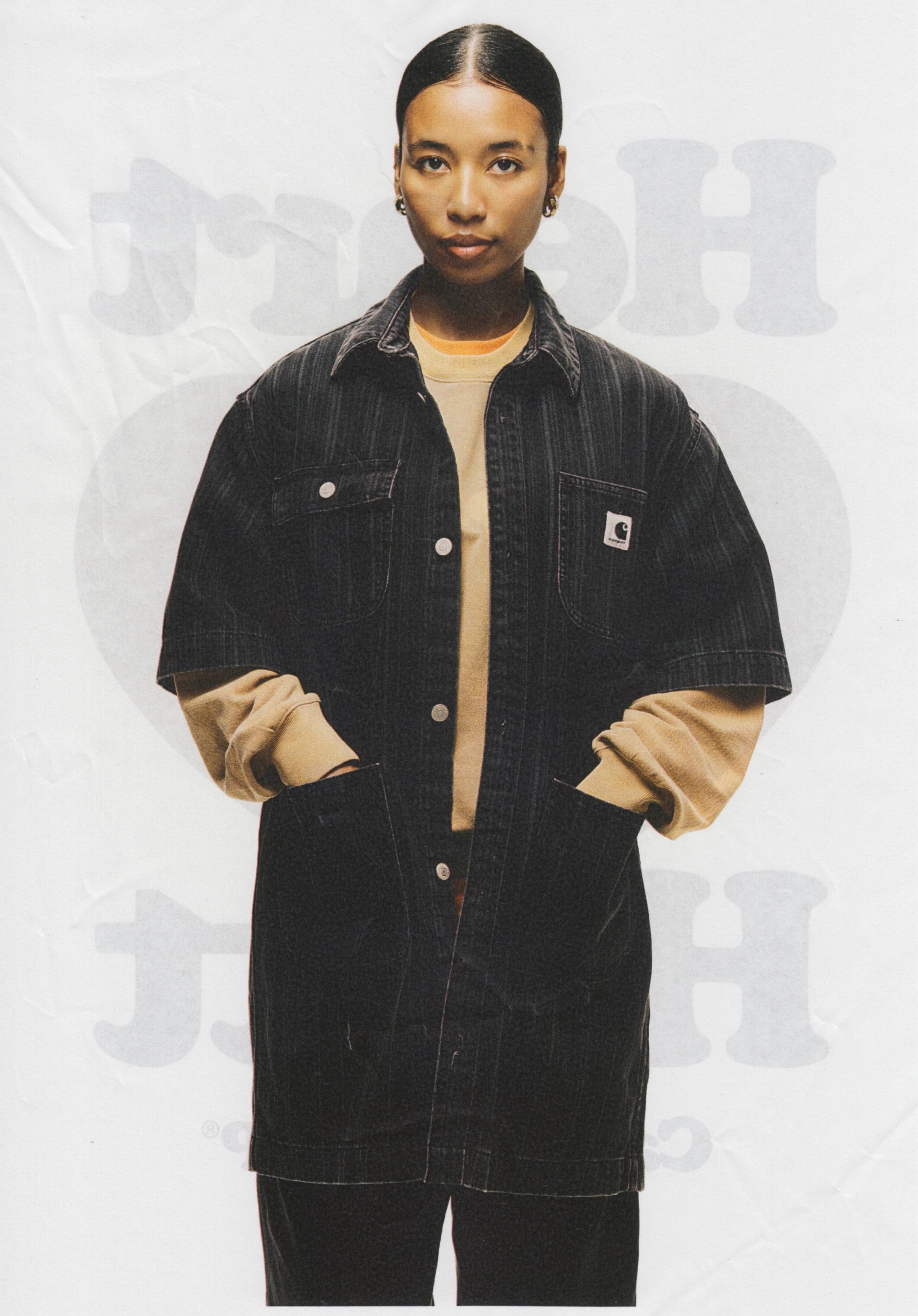Model wearing Carhartt WIP Rylan Stripe Dress