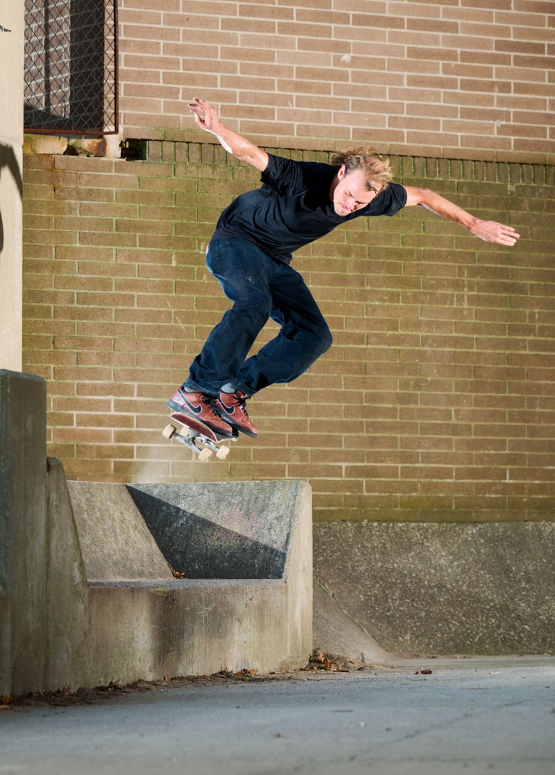 Skater doing a trick in Carhartt WIP Skate shoot