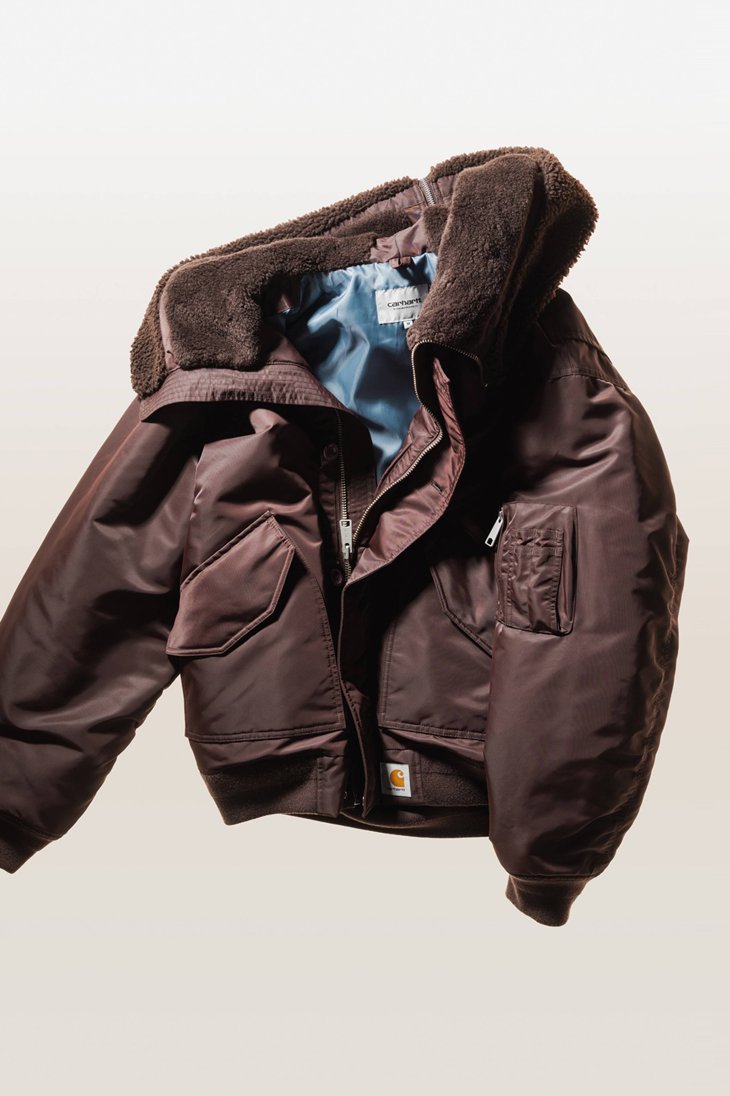 Studio Product Shot of Hooded Oltera Bomber Jacket