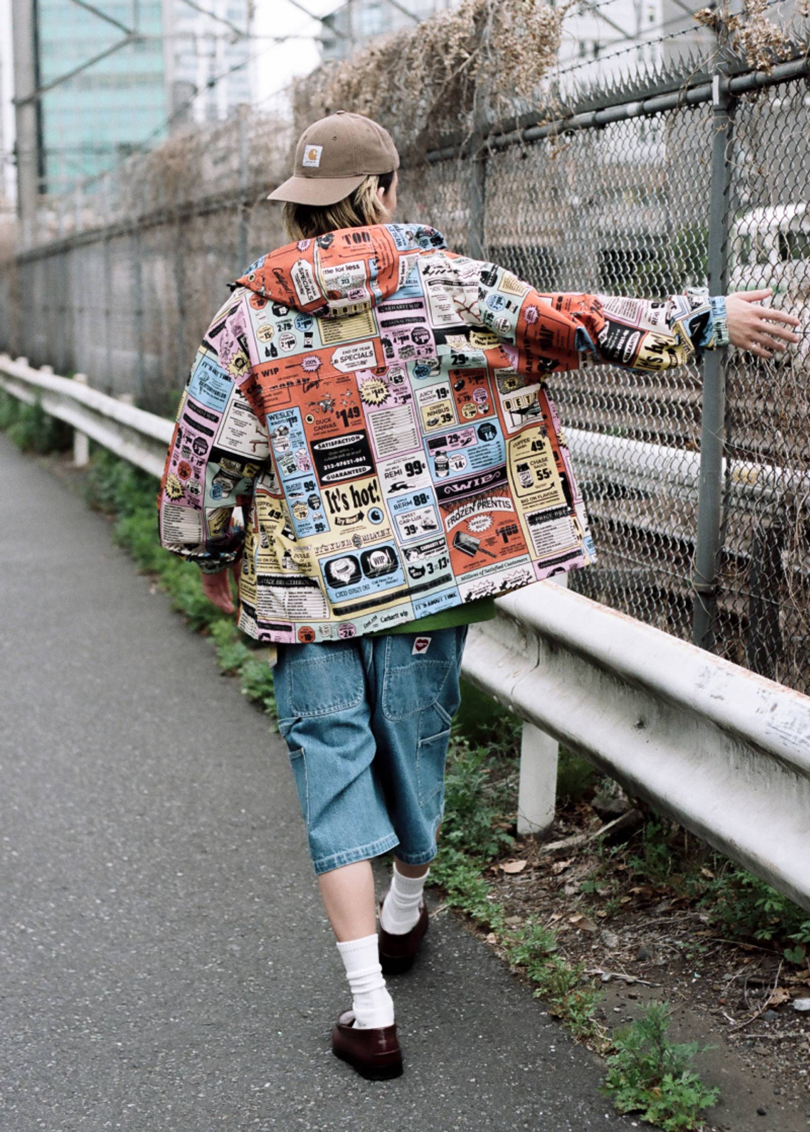 Model wearing a Swizzle Windbreaker in Hue Catalogue Print
