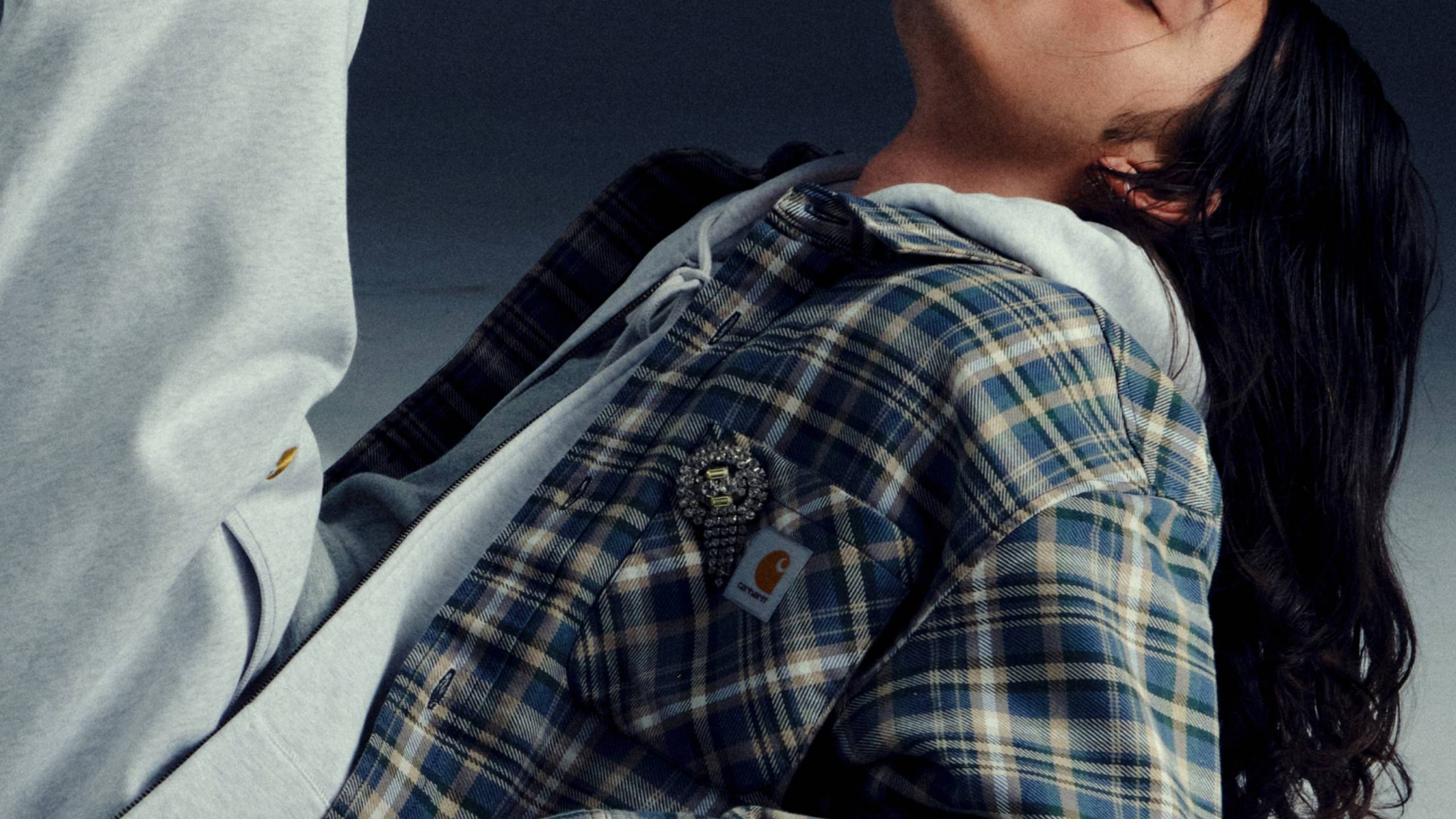 Model leaned back wearing items from the Carhartt WIP Fall/Winter 2025 Icons Shoot