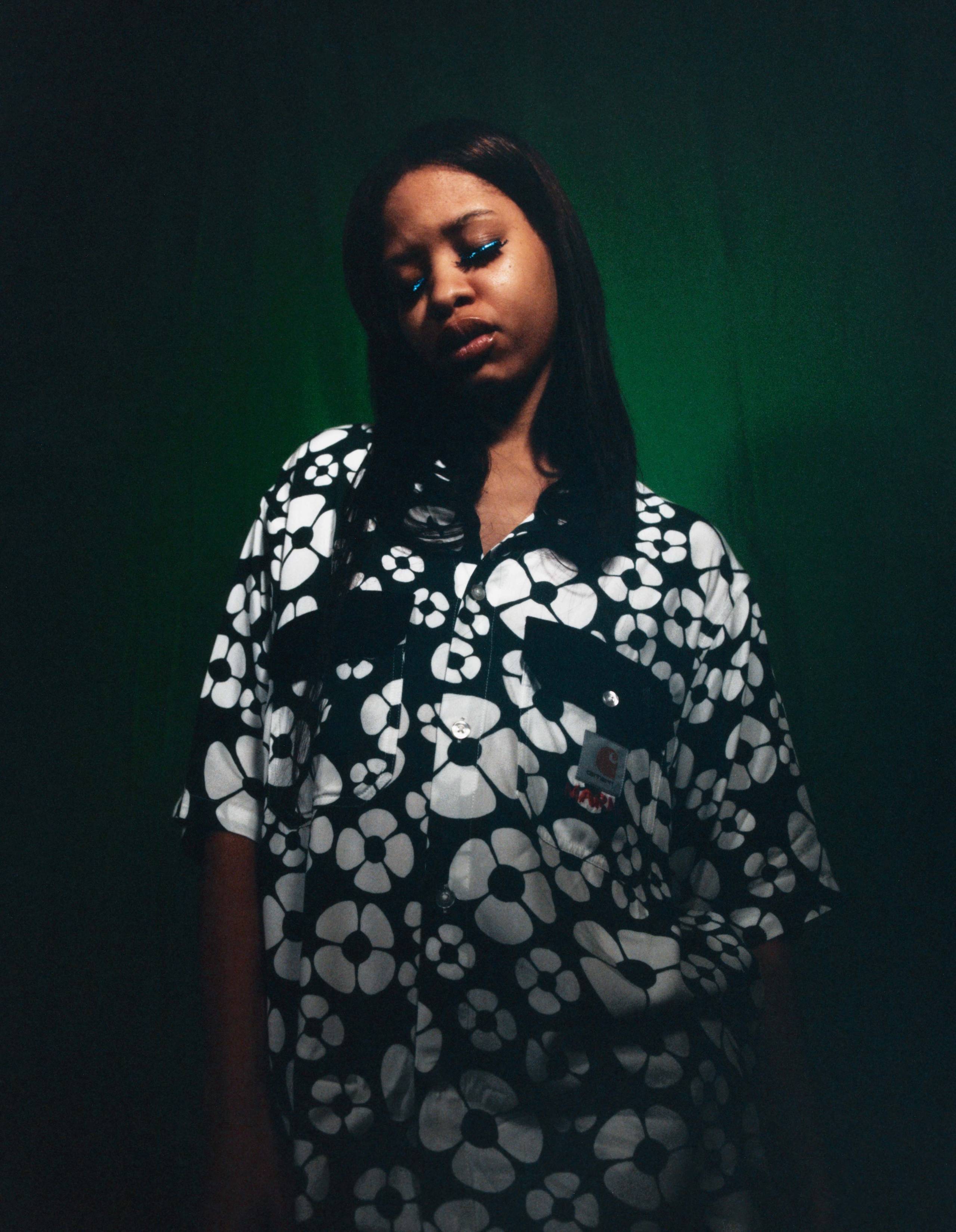 Model wearing MARNI x Carhartt WIP floral print shirt