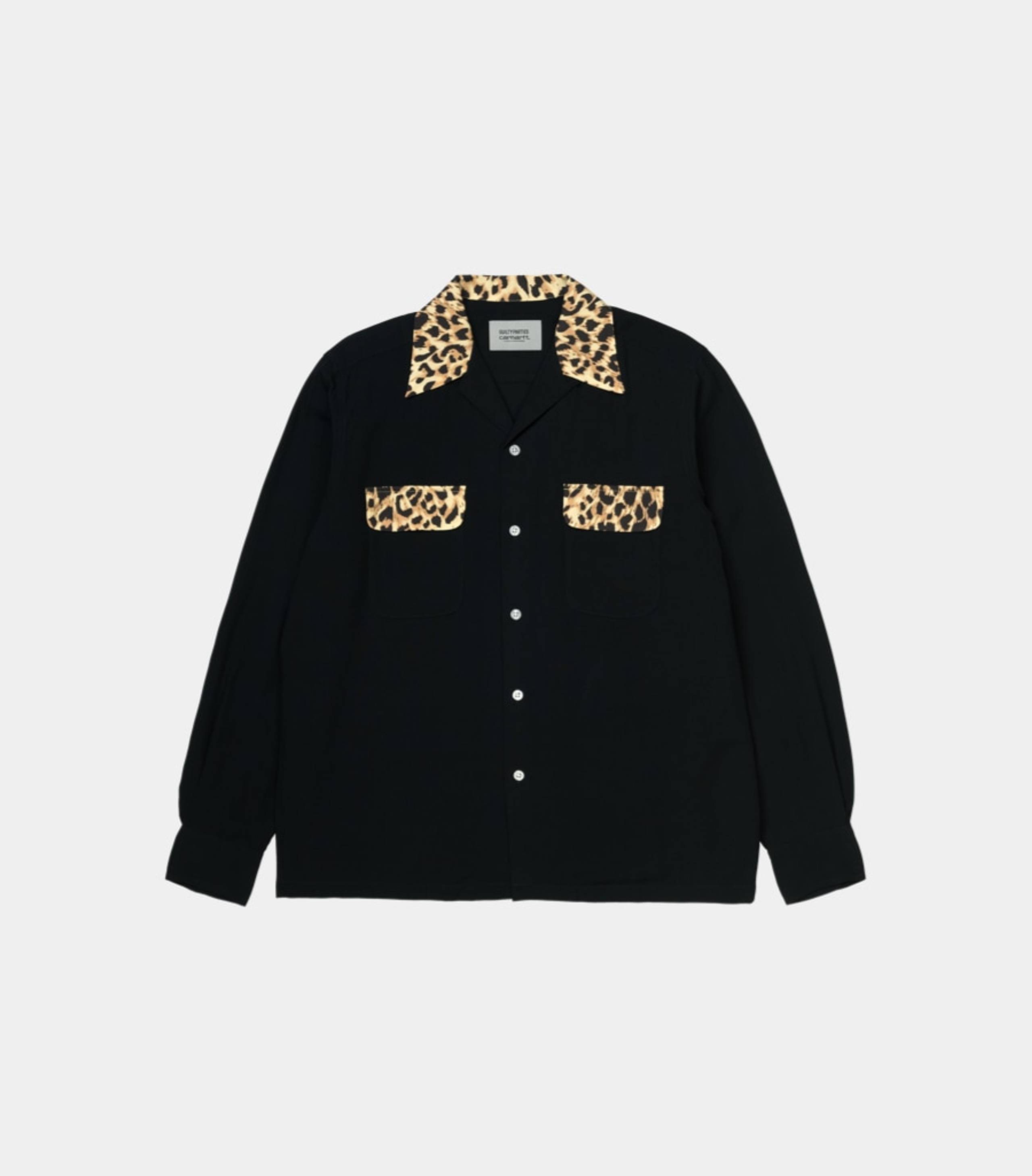 Carhartt WIP x Wacko Maria 50s Button Down Shirt in Black/Leopard Print