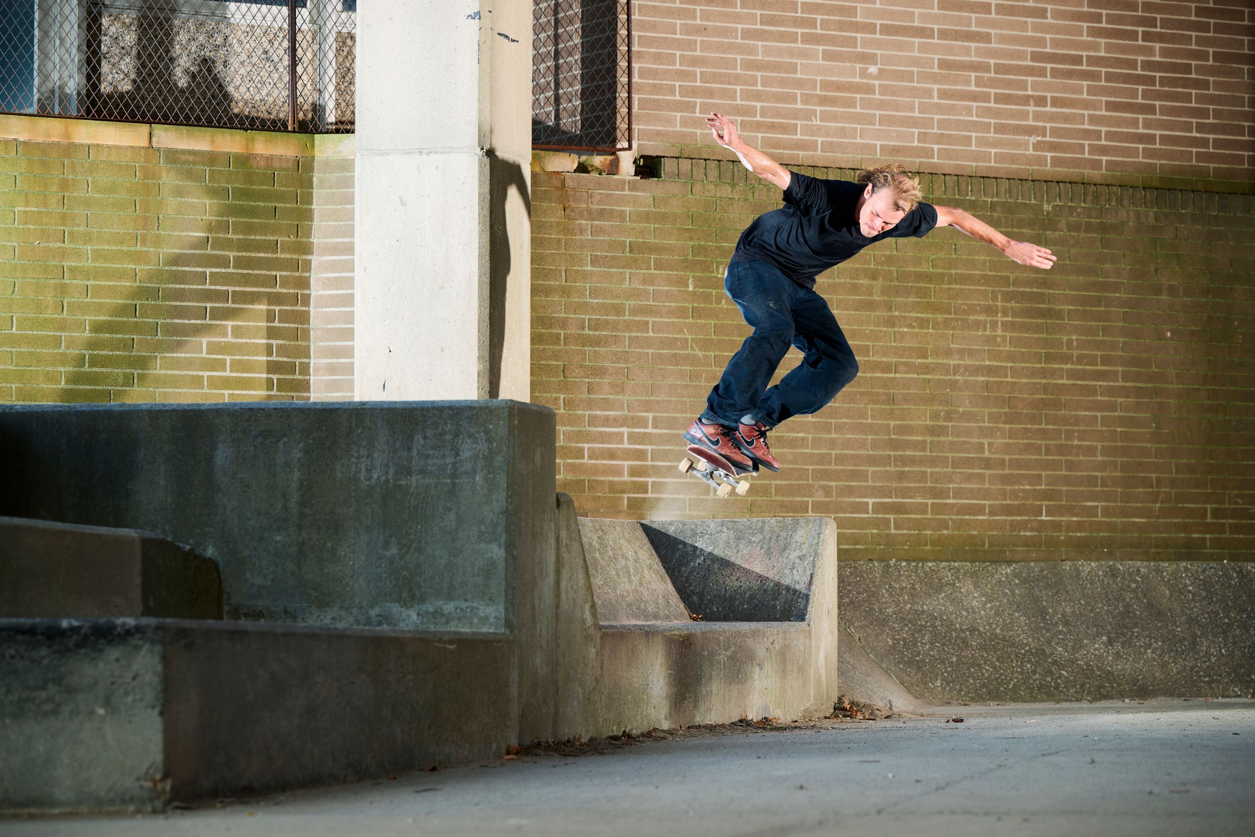 Skater Max Palmer doing a trick in Carhartt WIP Skate Shoot