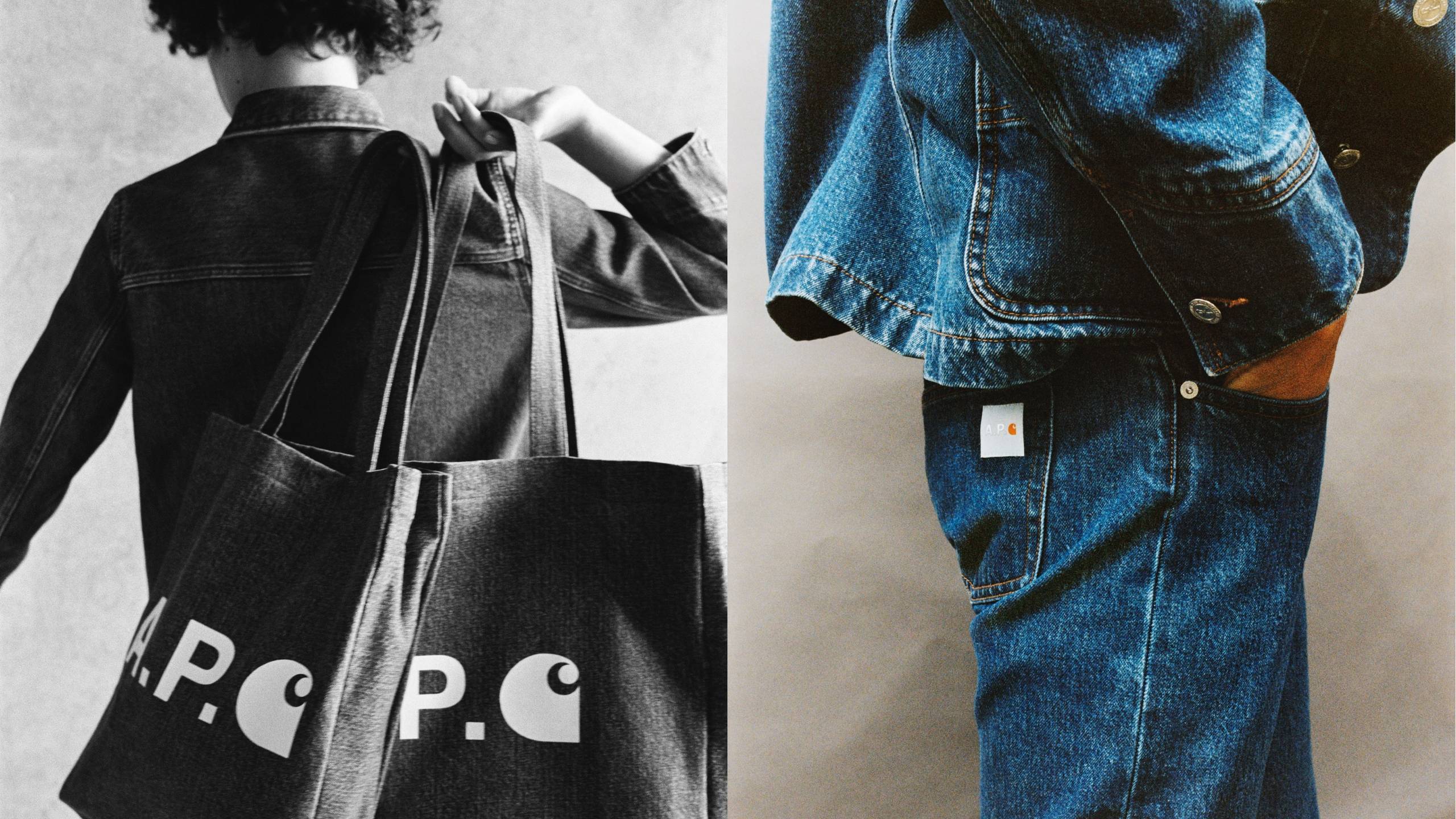 Models wearing items from A.P.C. x Carhartt WIP collection