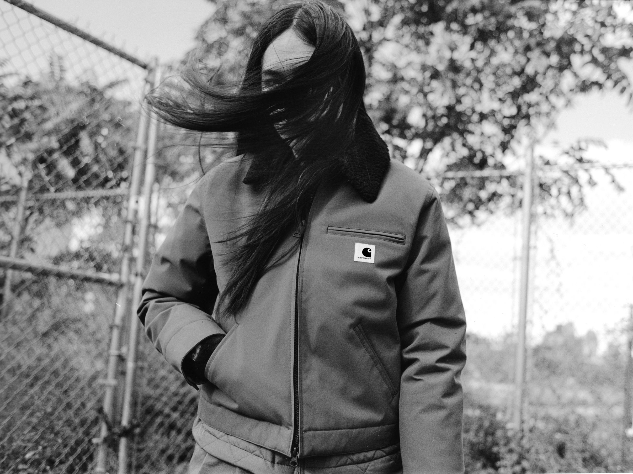 Black and White image of Model wearing a Women's Newkirk Jacket