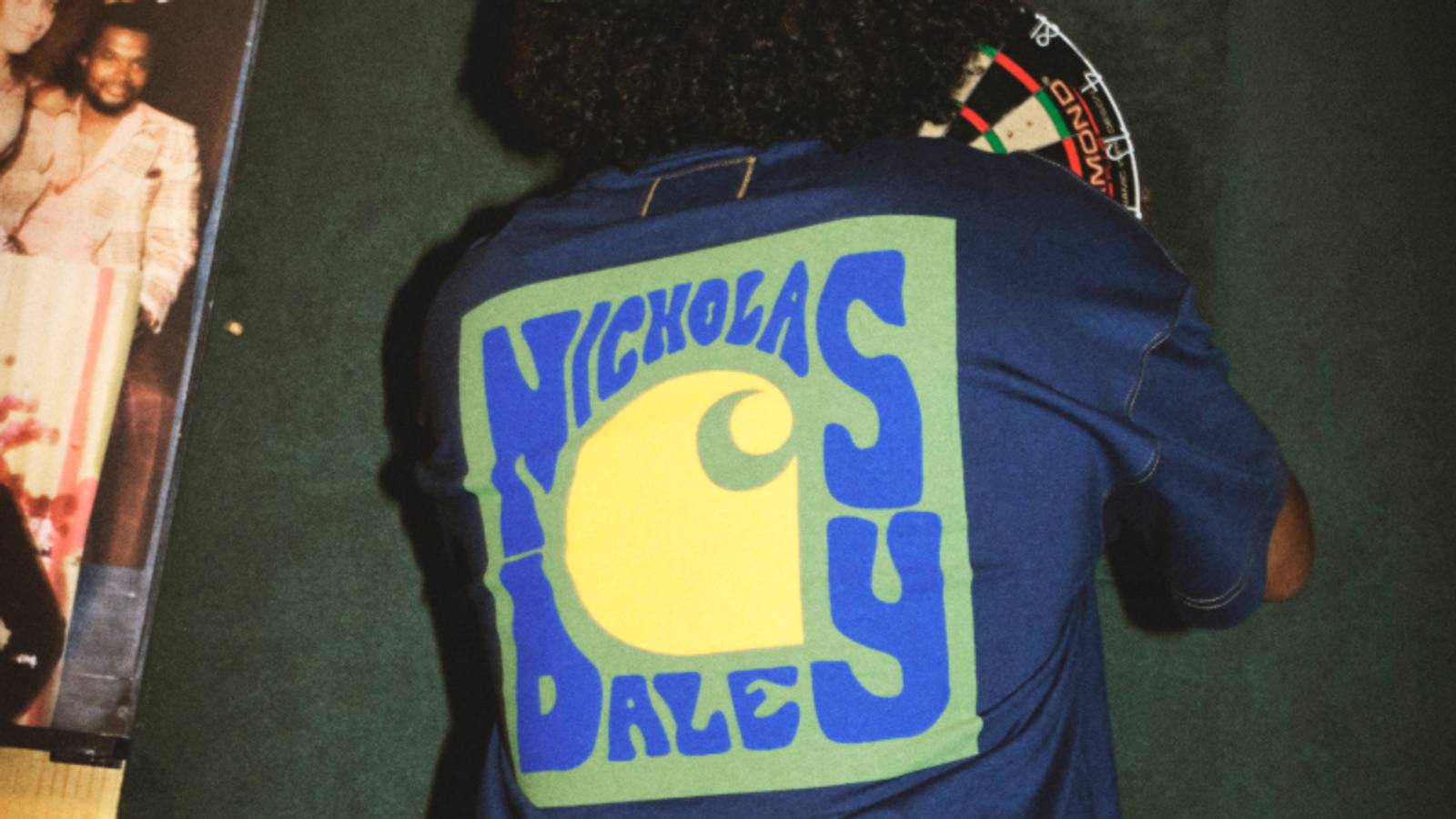Model wearing a T-Shirt from the Nicholas Daley x Carhartt WIP Collaboration