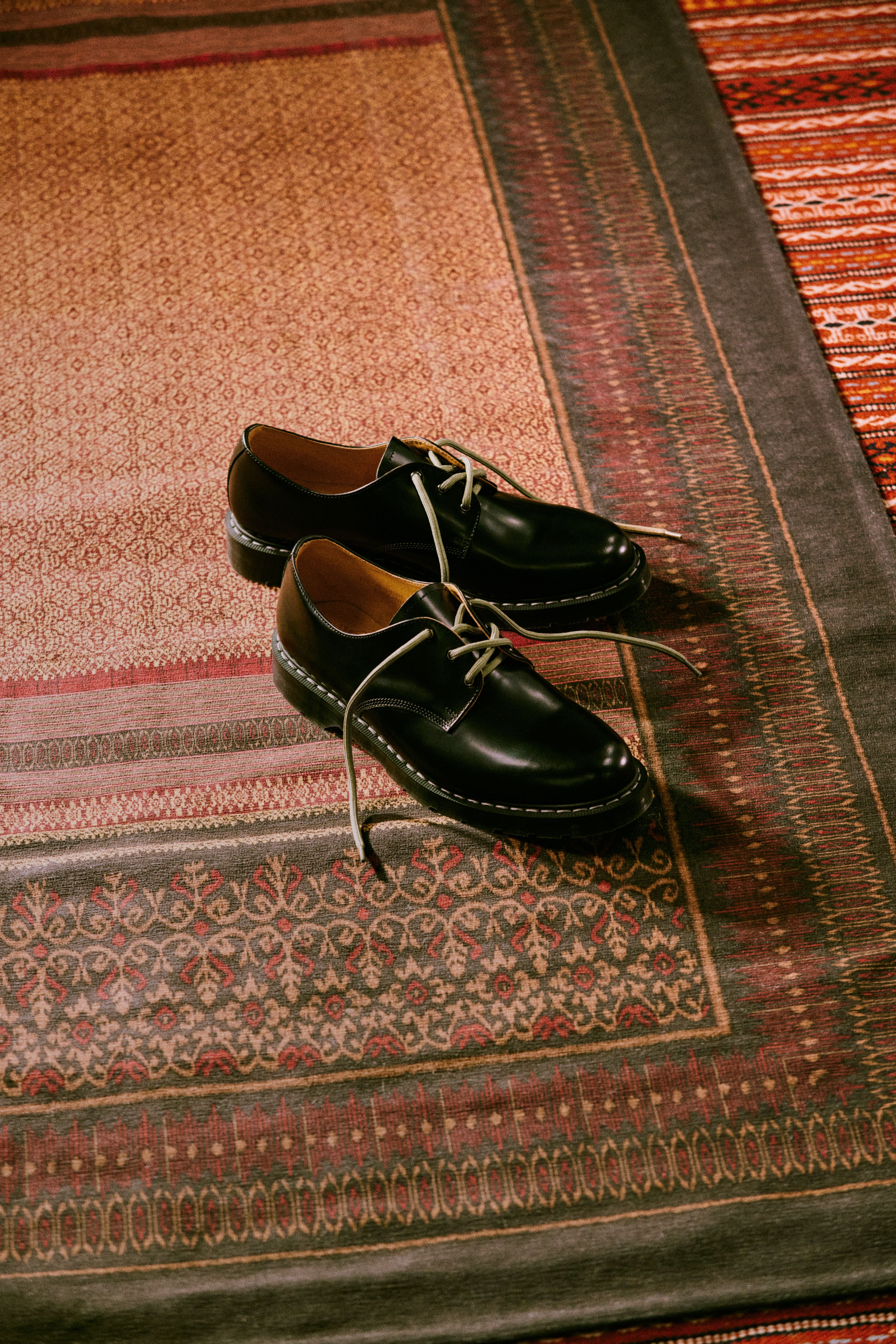 A pair Solovair x Carhartt WIP Collaboration Derby shoes in Black